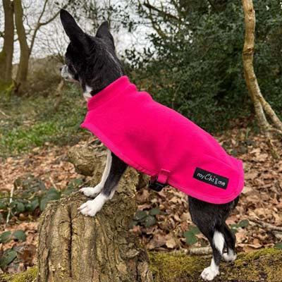 Tiny Toastie Water Repellent Fleece Dog Coat in Hot Pink