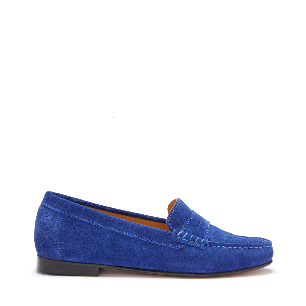 Women's Ink Blue Suede Penny Loafers