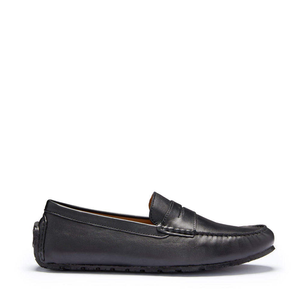 Black Leather Penny Driving Loafers