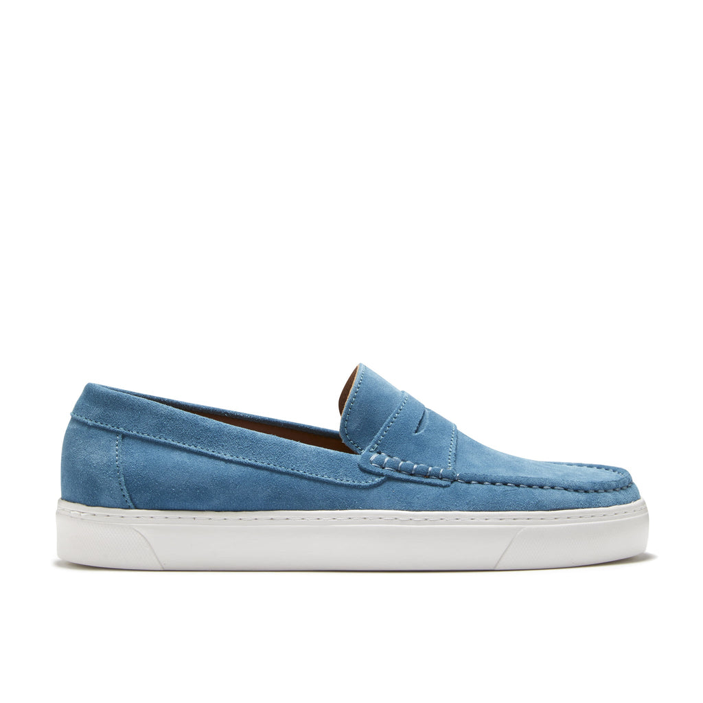 Petrol Blue Suede Slip On Sneaker Loafers