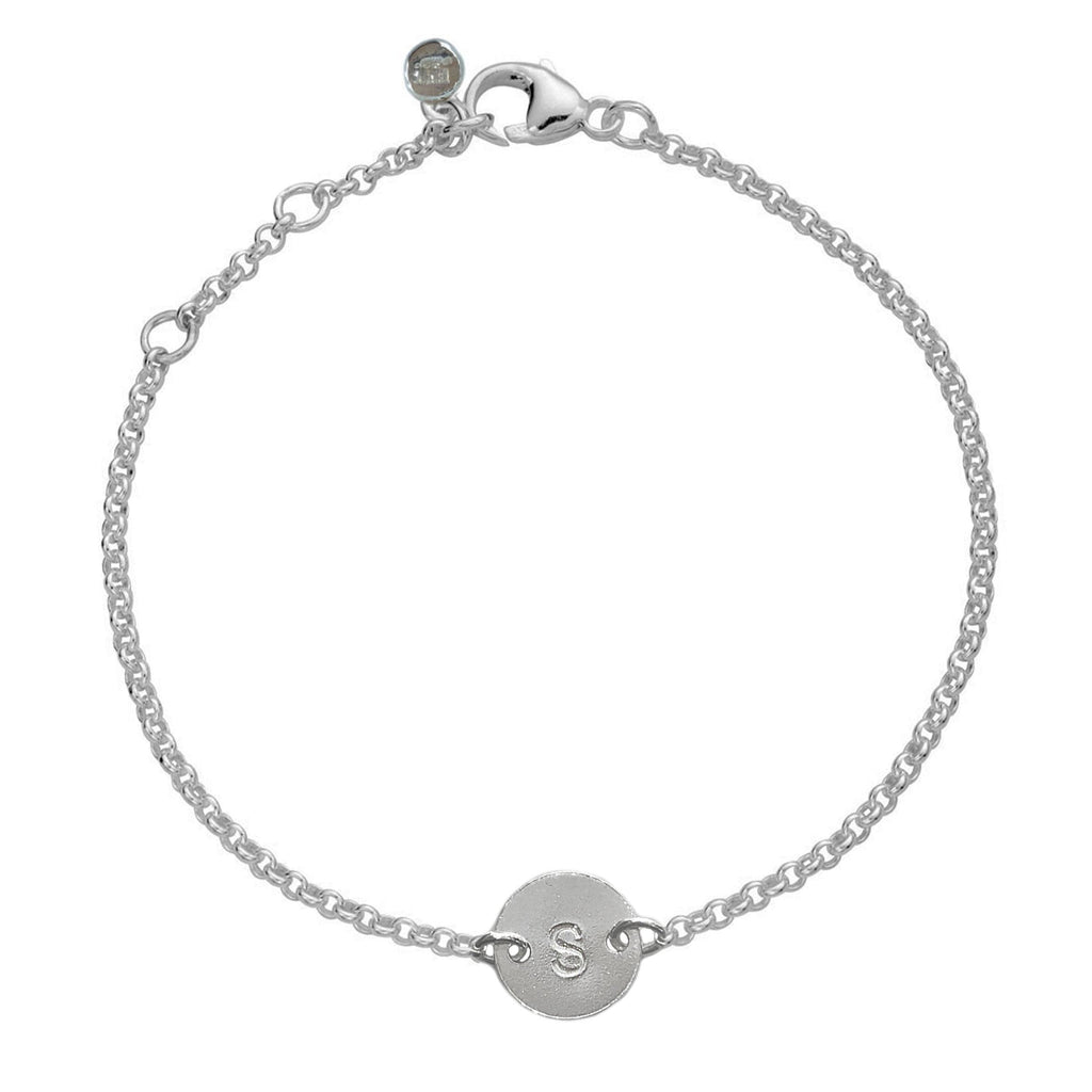 Personalised Initial Disc Bracelet in Sterling Silver