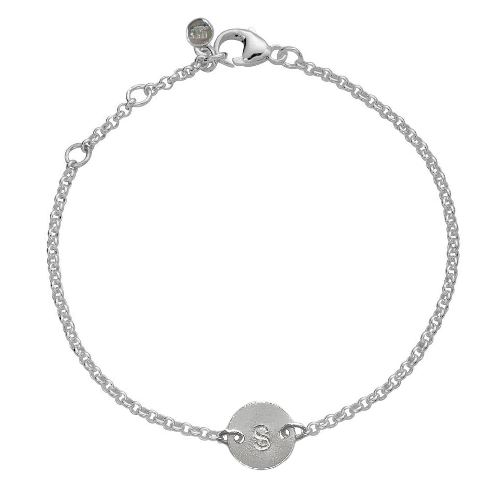 Personalised Initial Disc Bracelet in Sterling Silver