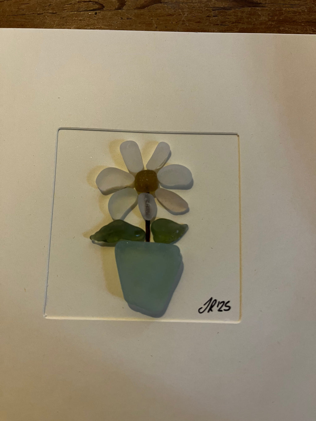 Daisy Blank Card with Handcrafted Seaglass Design
