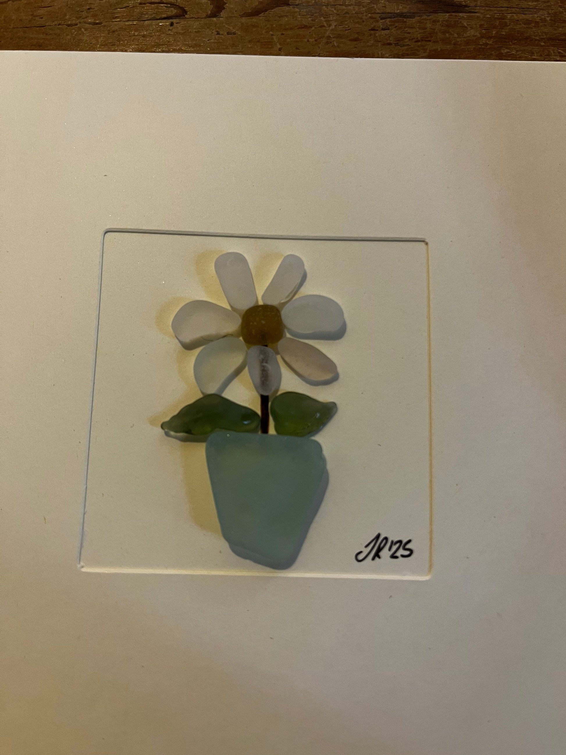 Daisy Blank Card with Handcrafted Seaglass Design