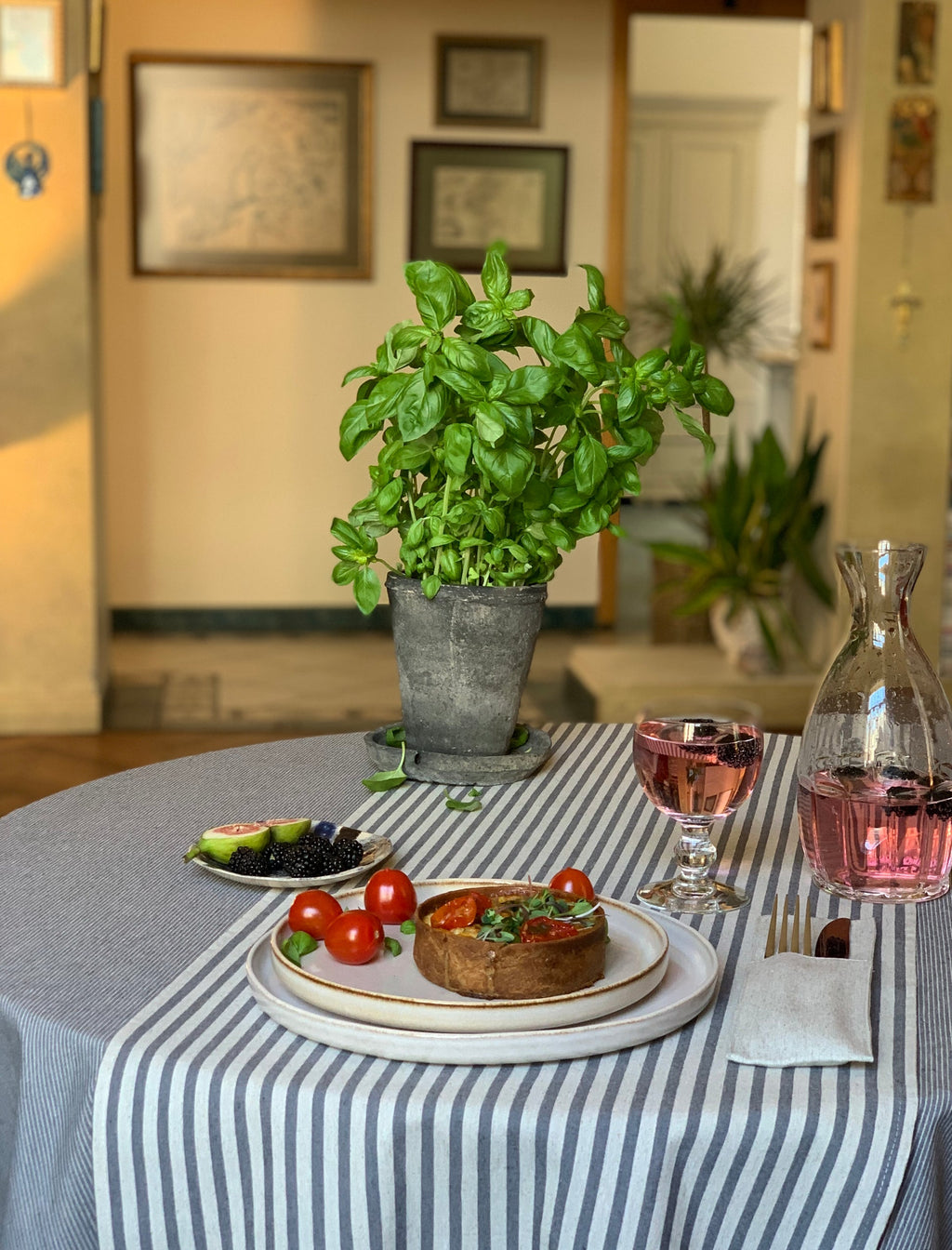 Eco-Friendly Table Runner – Blue Stripes, Nord 1 Collection by Hortensias Home at www.brixbailey.com