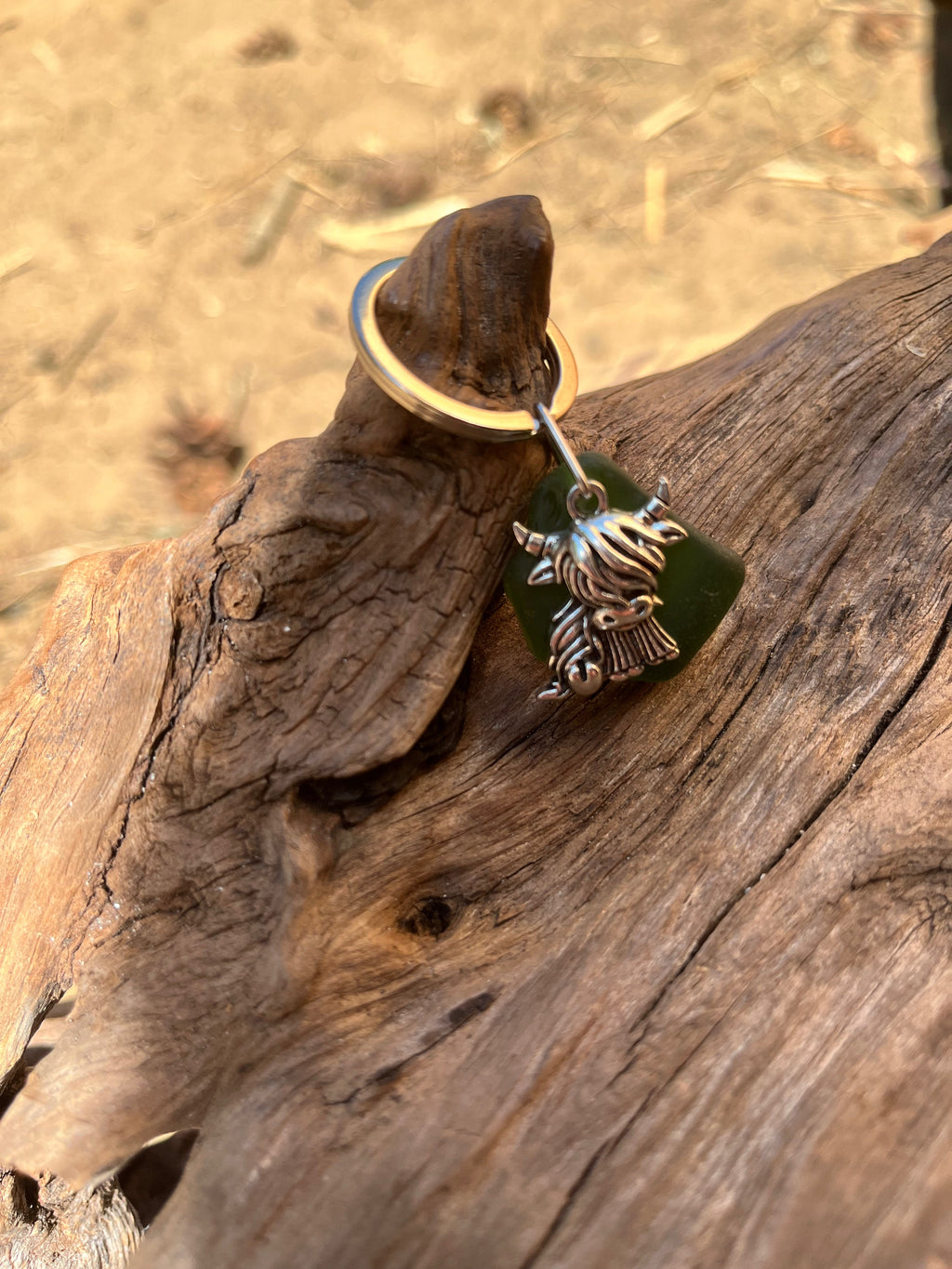 Scottish Highland Cow Seaglass Keyring