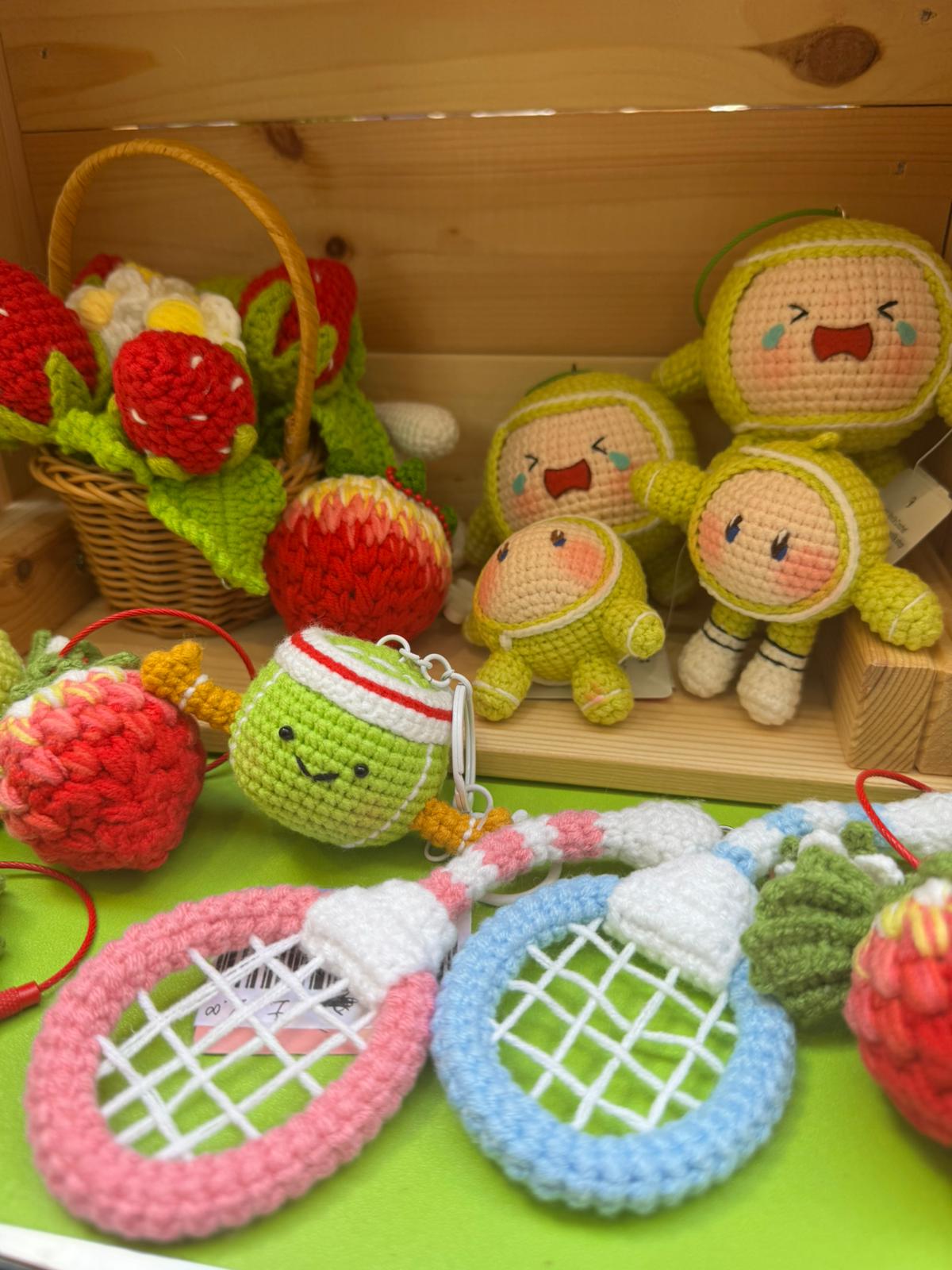 Crochet Tennis Ball Keychain with Smiling Face