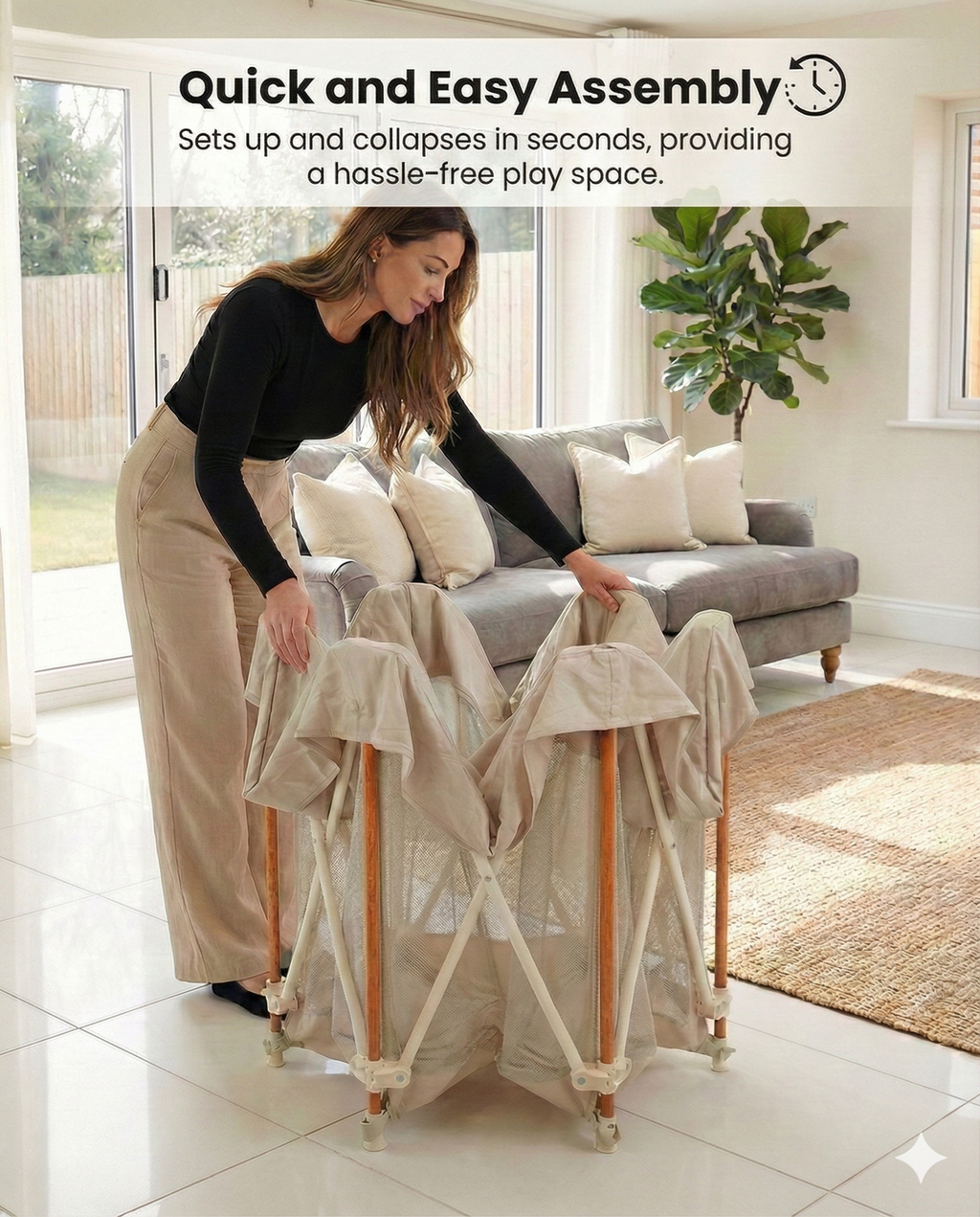 JOY Baby Playpen in Natural Wood