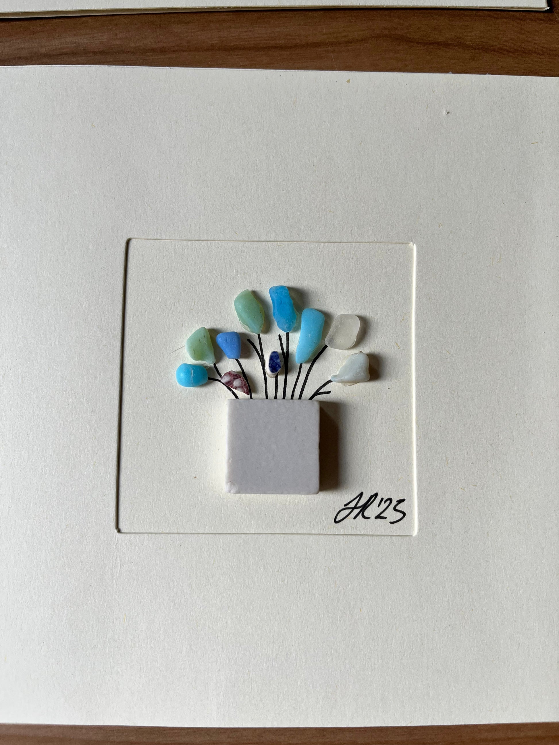 Seaglass Flower Pot Blank Card
