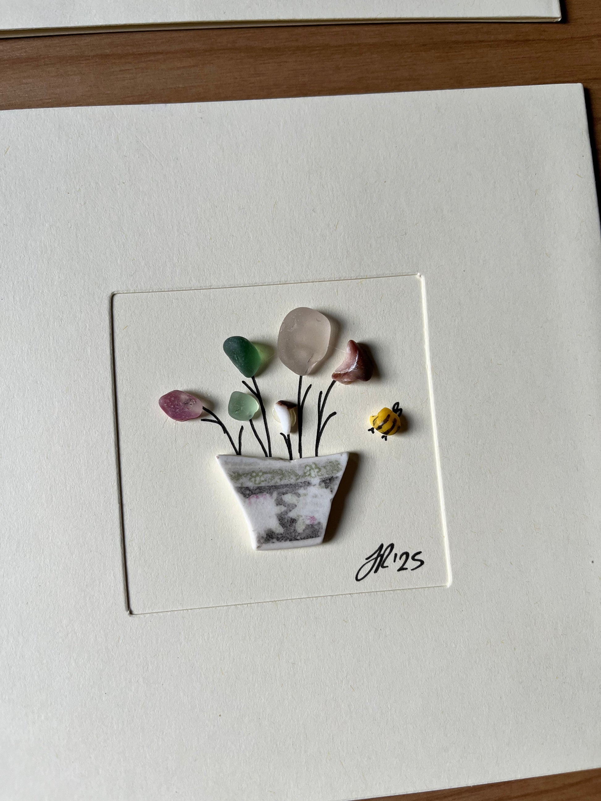 Seaglass Flower Pot Blank Card
