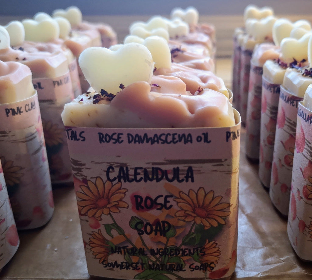 Calendula Rose Vegan Soap with Pink Clay