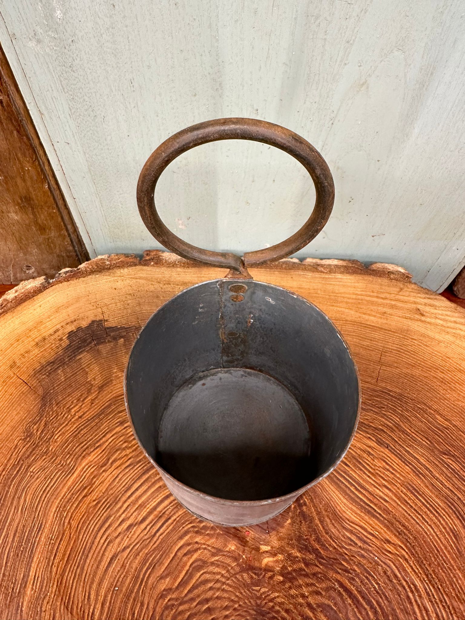 Vintage Metal Storage Tin with Handle