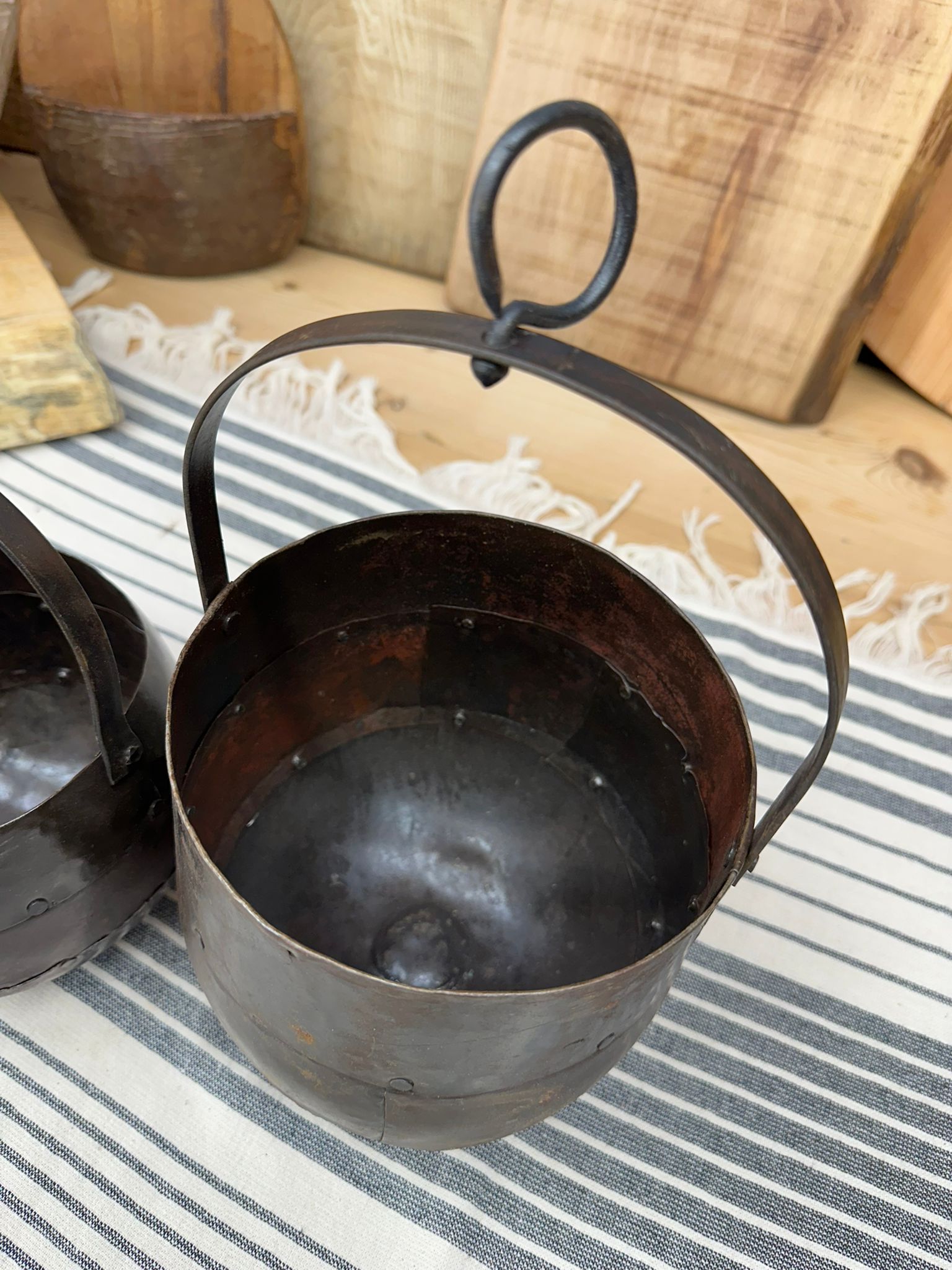 Pair of Iron Hanging Plant Pots