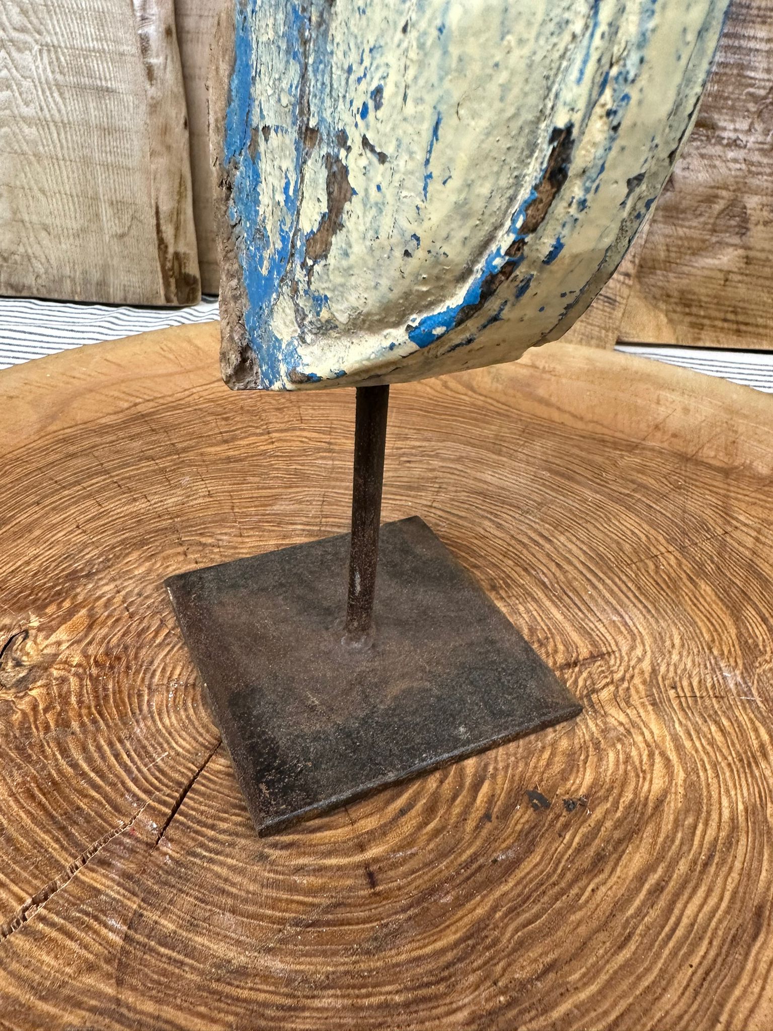 Vintage Handmade Carved Wooden Horse Head Ornament on Metal Stand