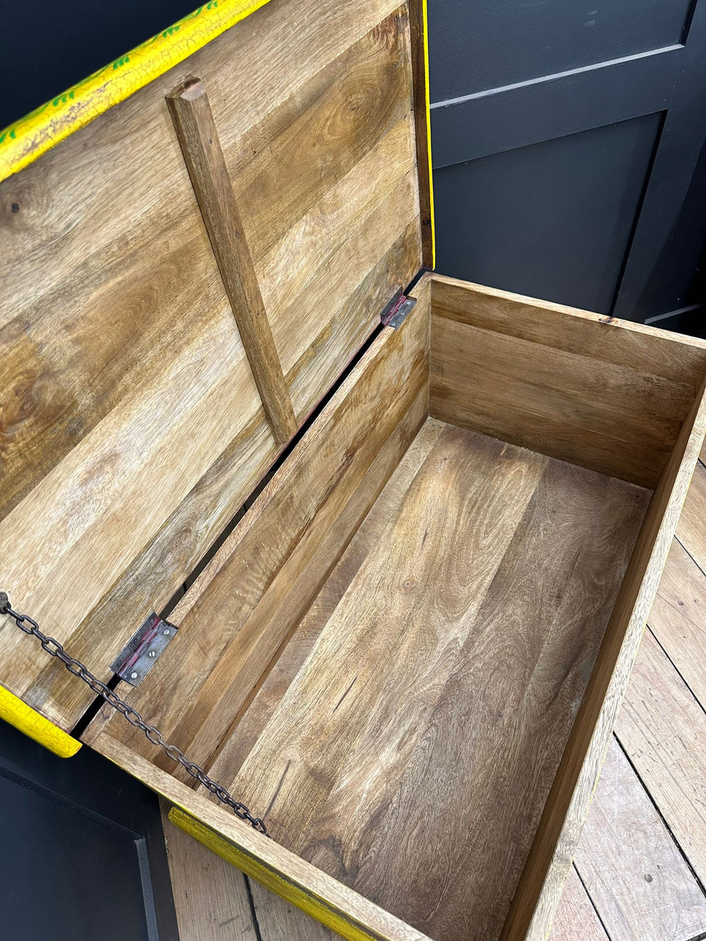 Vintage Hand Painted Indian Trunk Coffee Table Red Floral