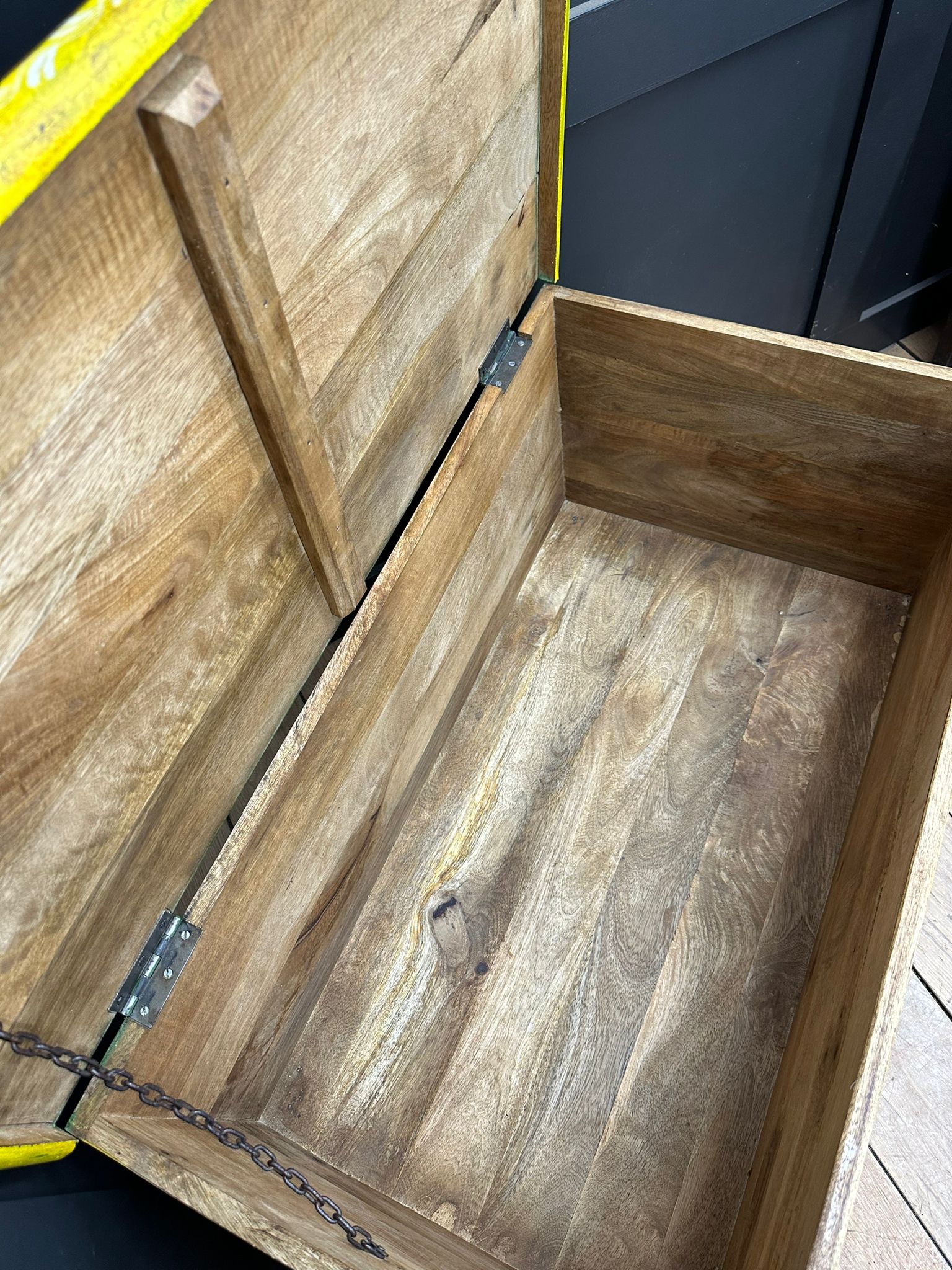 Vintage Hand Painted Indian Trunk Coffee Table Storage Chest Green Floral