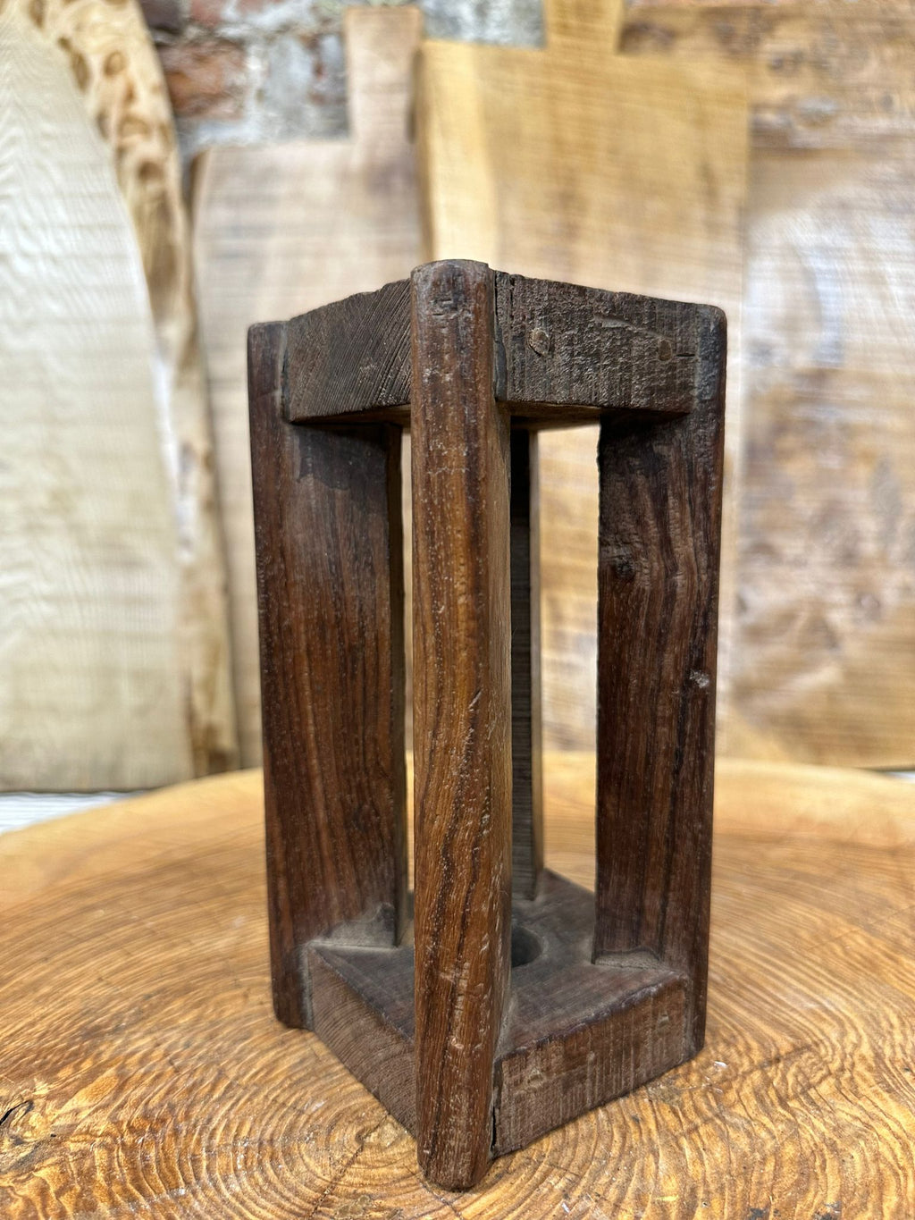 Rustic Wooden Candle Holder / Church Candle / Reclaimed Farmhouse Decor  /Square