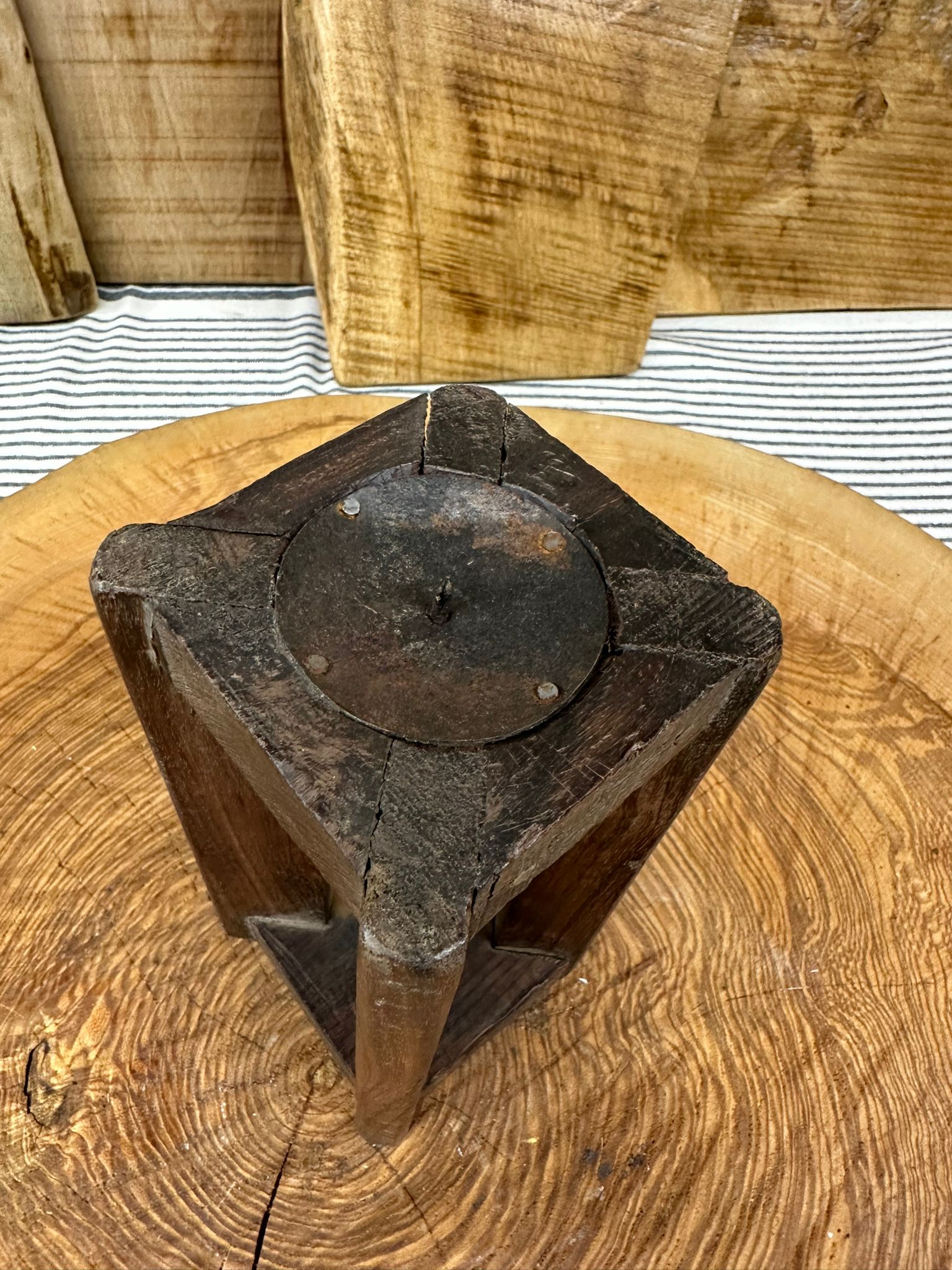 Rustic Wooden Candle Holder / Church Candle / Reclaimed Farmhouse Decor  /Square