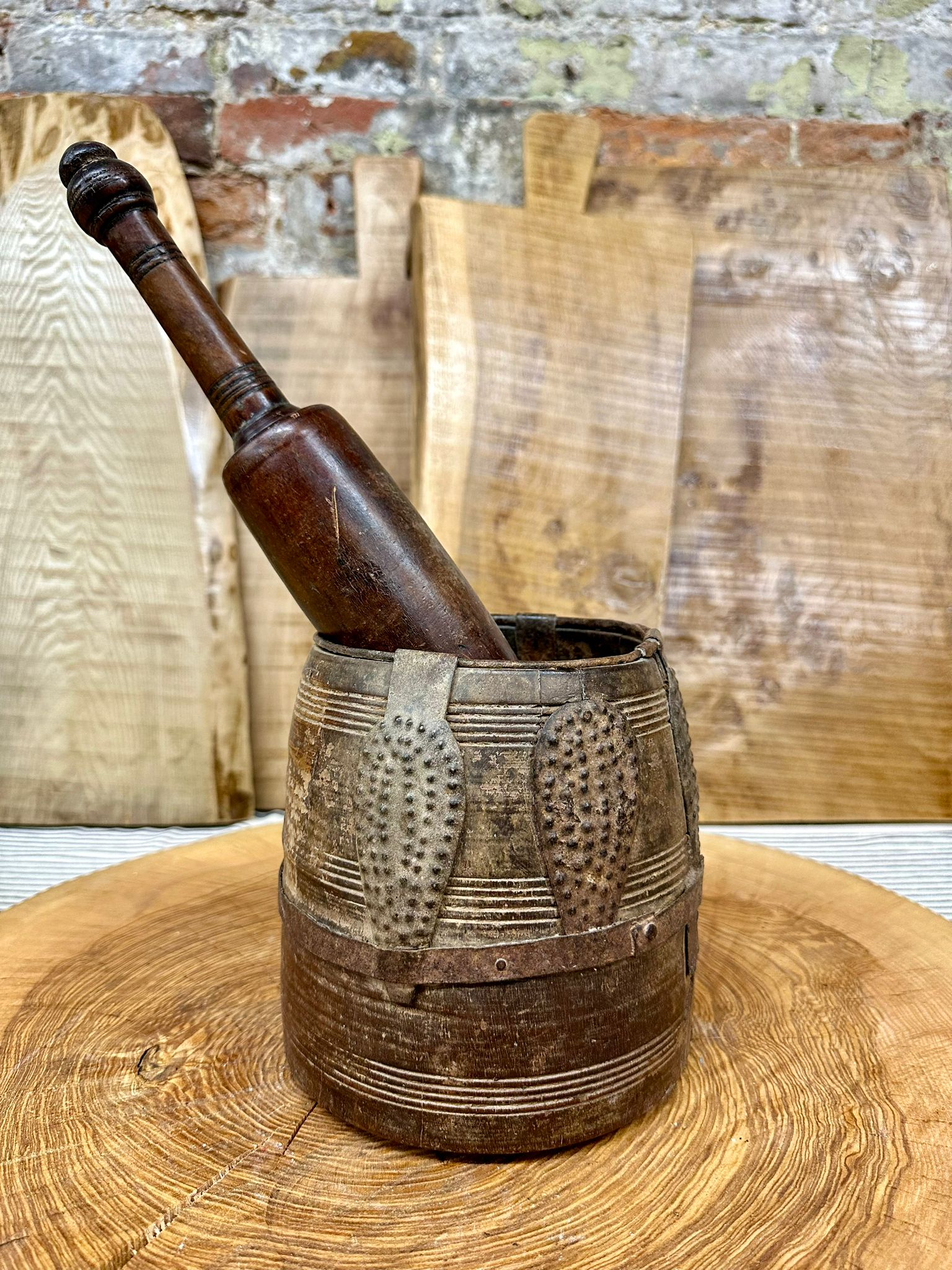 Wooden Vintage Herb Plant Pot Planter / Stationary Desk Tidy / Cutlery Holder B