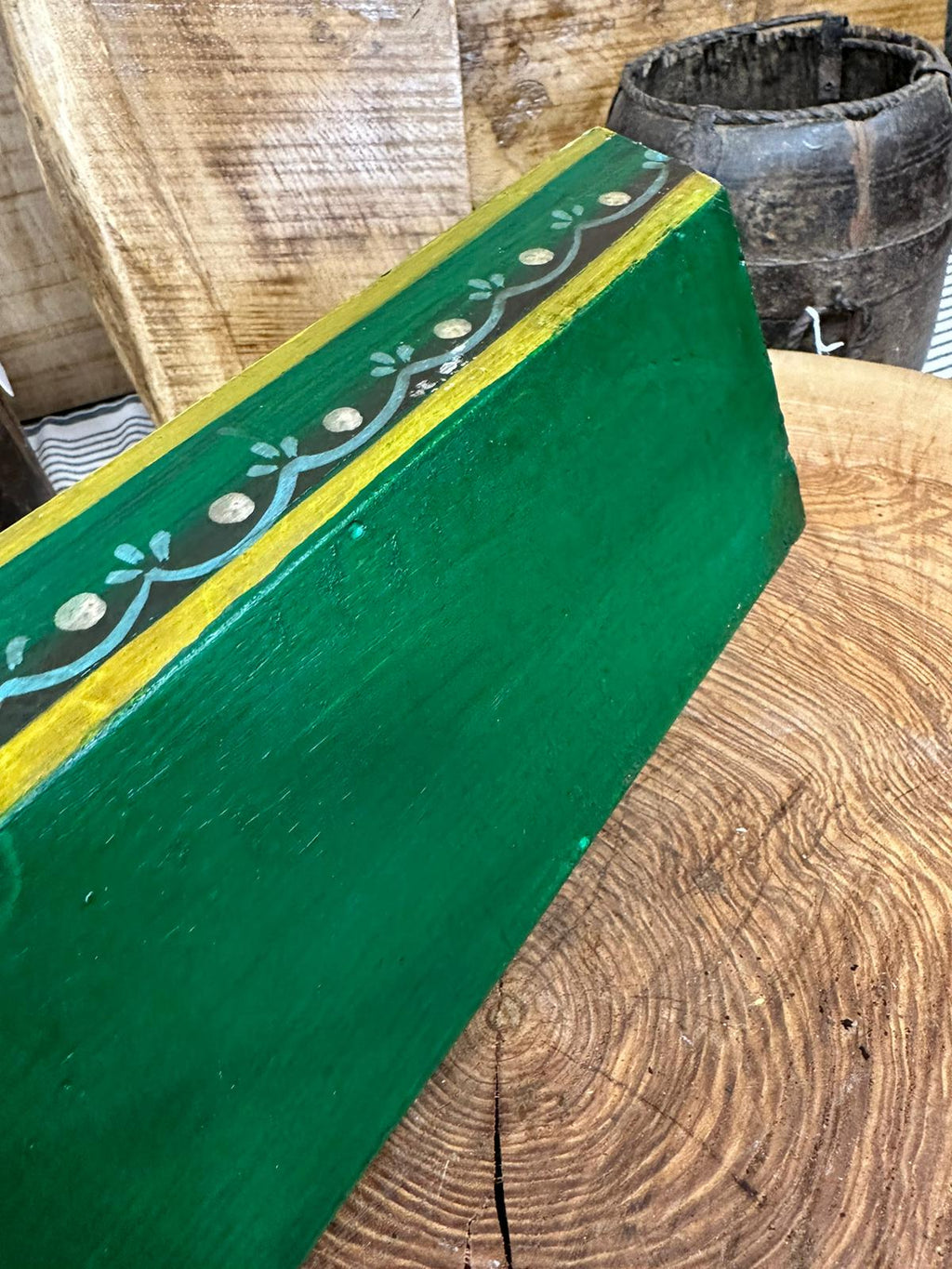 Rustic Wooden Painted Tray Bowl for Bread and Antipasti