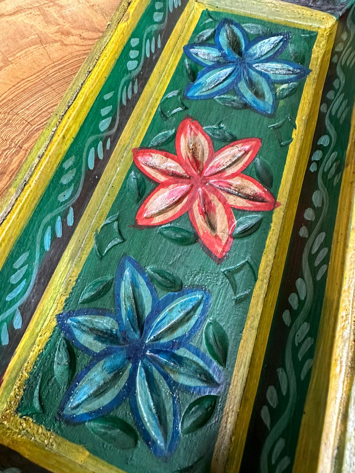 Rustic Wooden Painted Tray Bowl for Bread and Antipasti