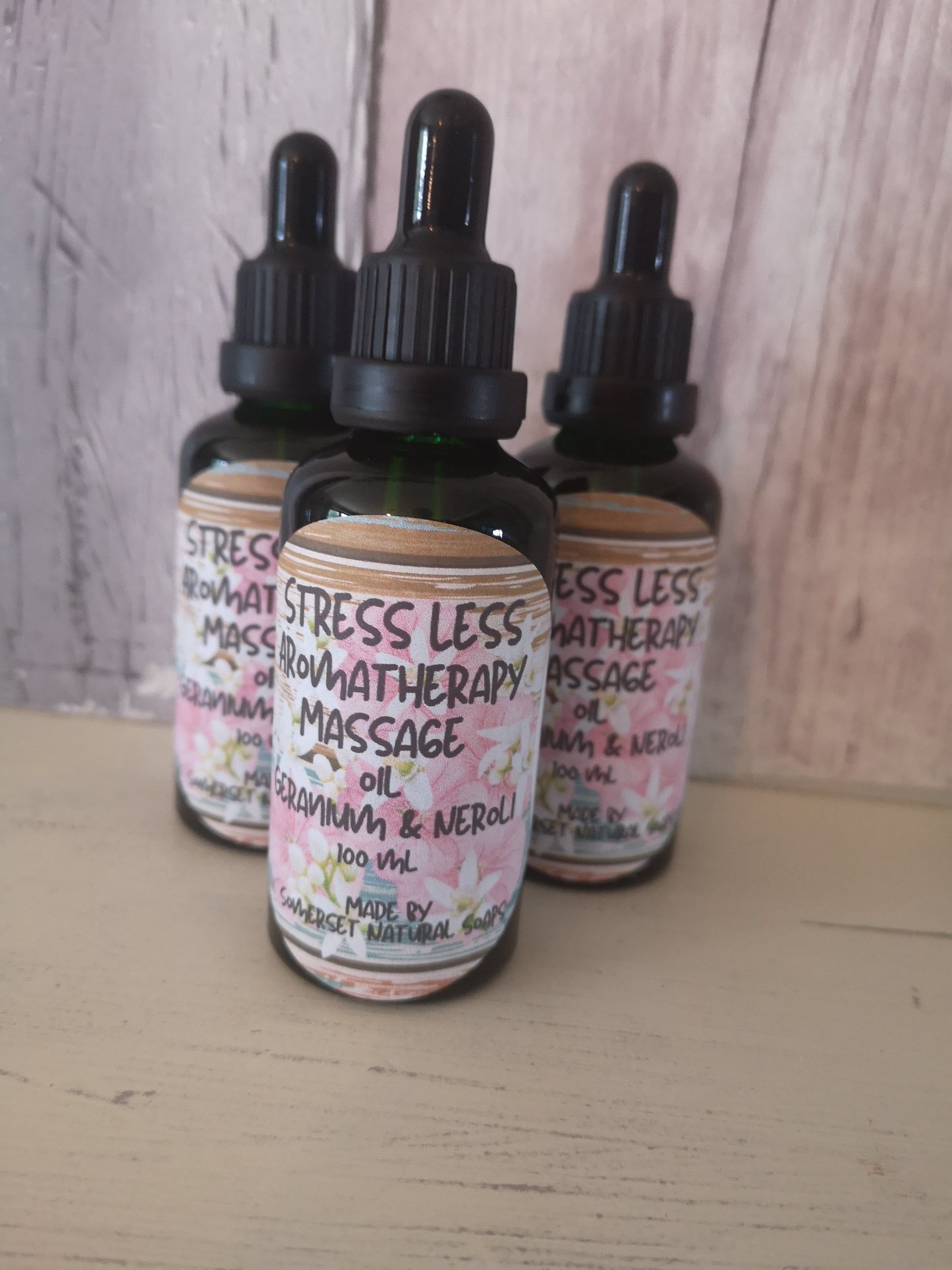 Stress Less Aromatherapy Massage Oil with Geranium and Neroli