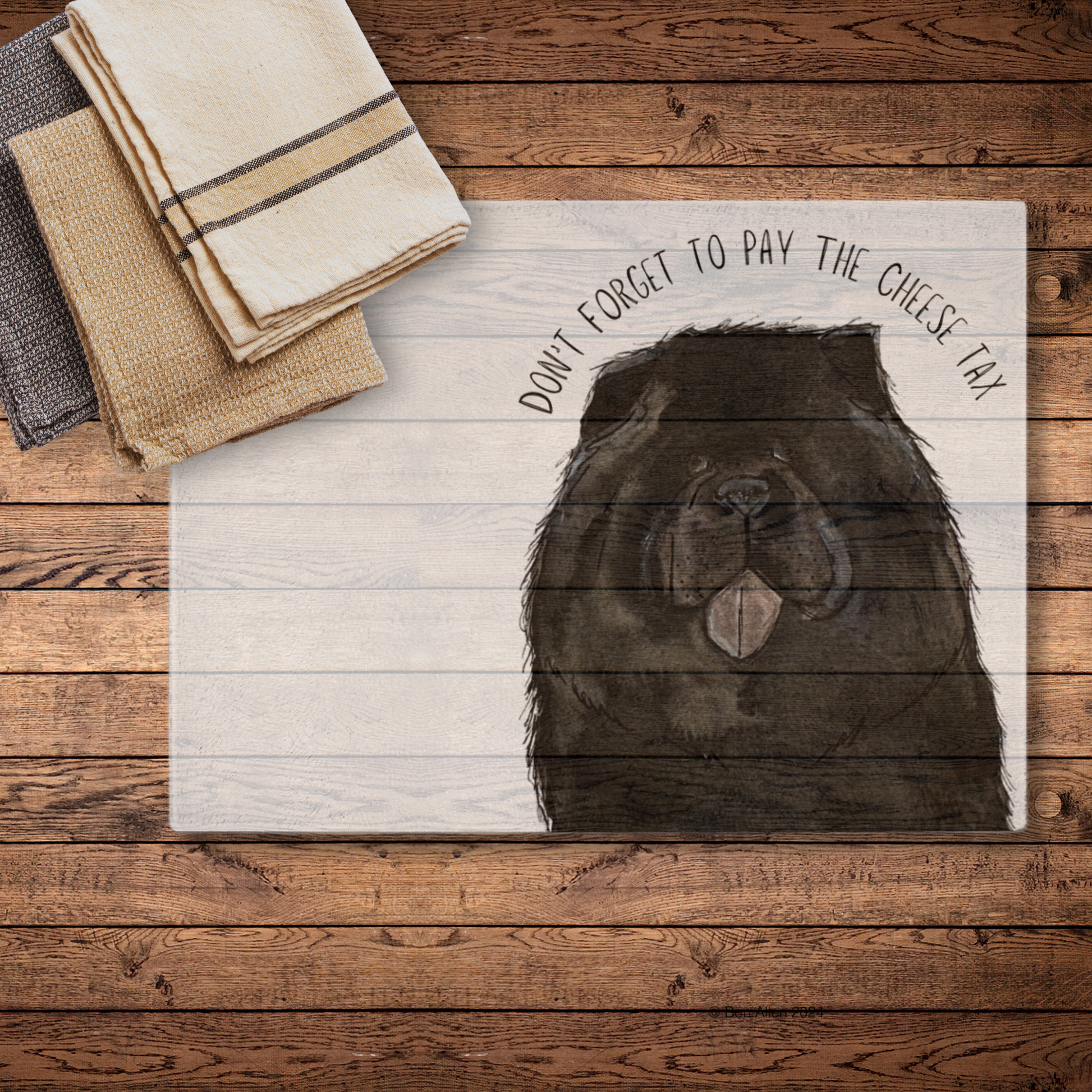 Funny Black Chow Chow Glass Chopping Board for Dog Lovers