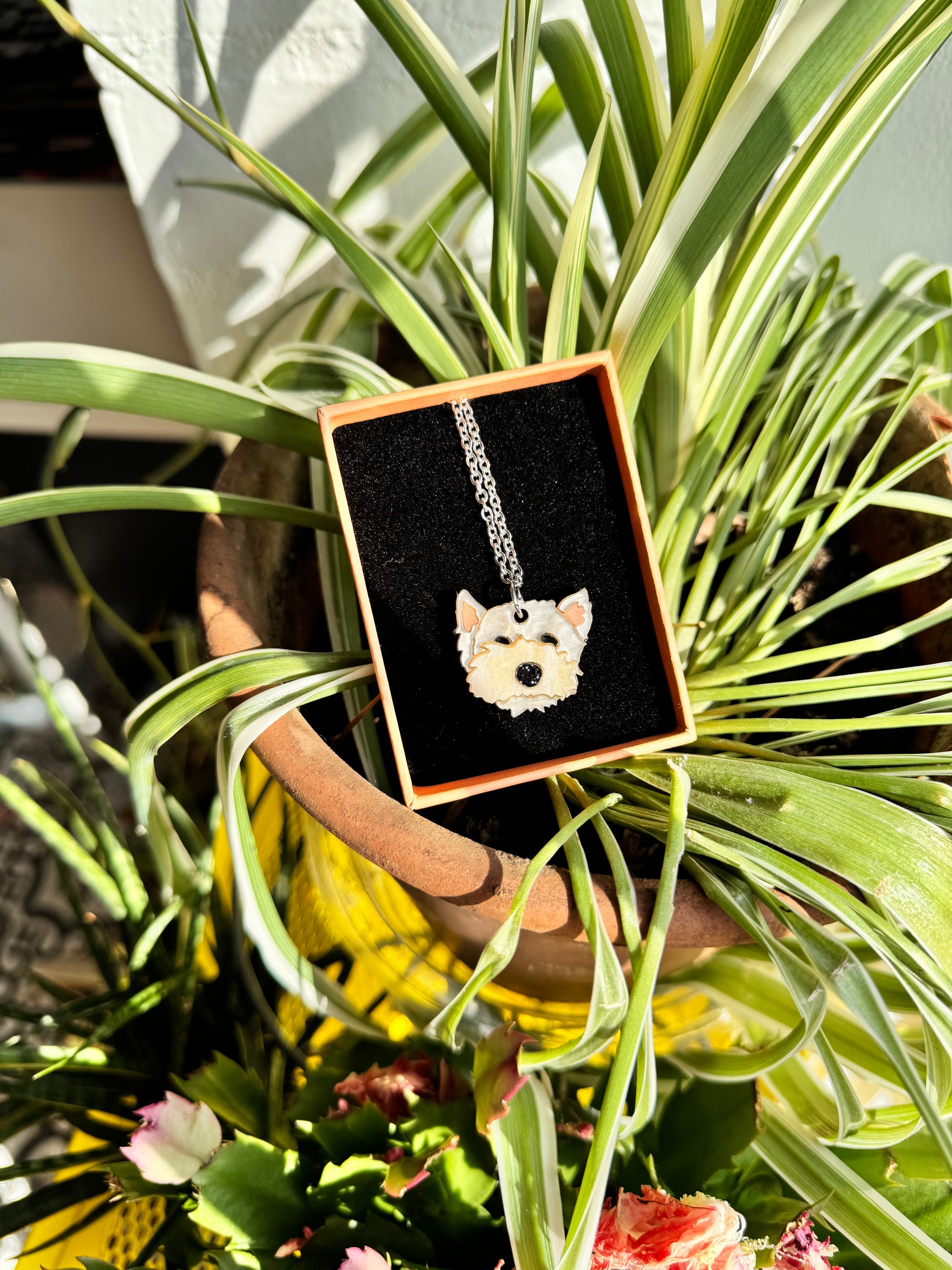 Custom Pet Portrait Necklace with Engraved Name