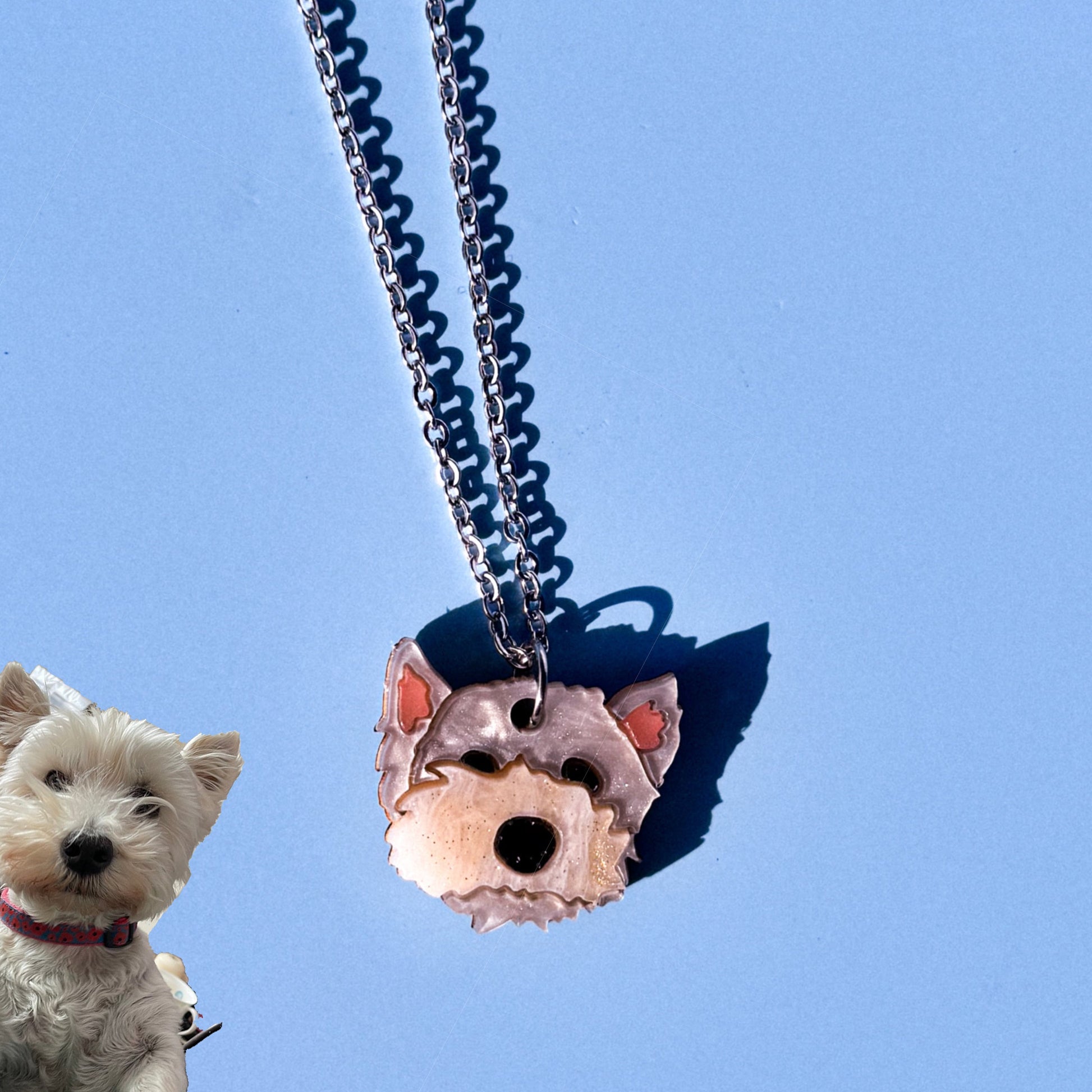 Custom Pet Portrait Necklace with Engraved Name