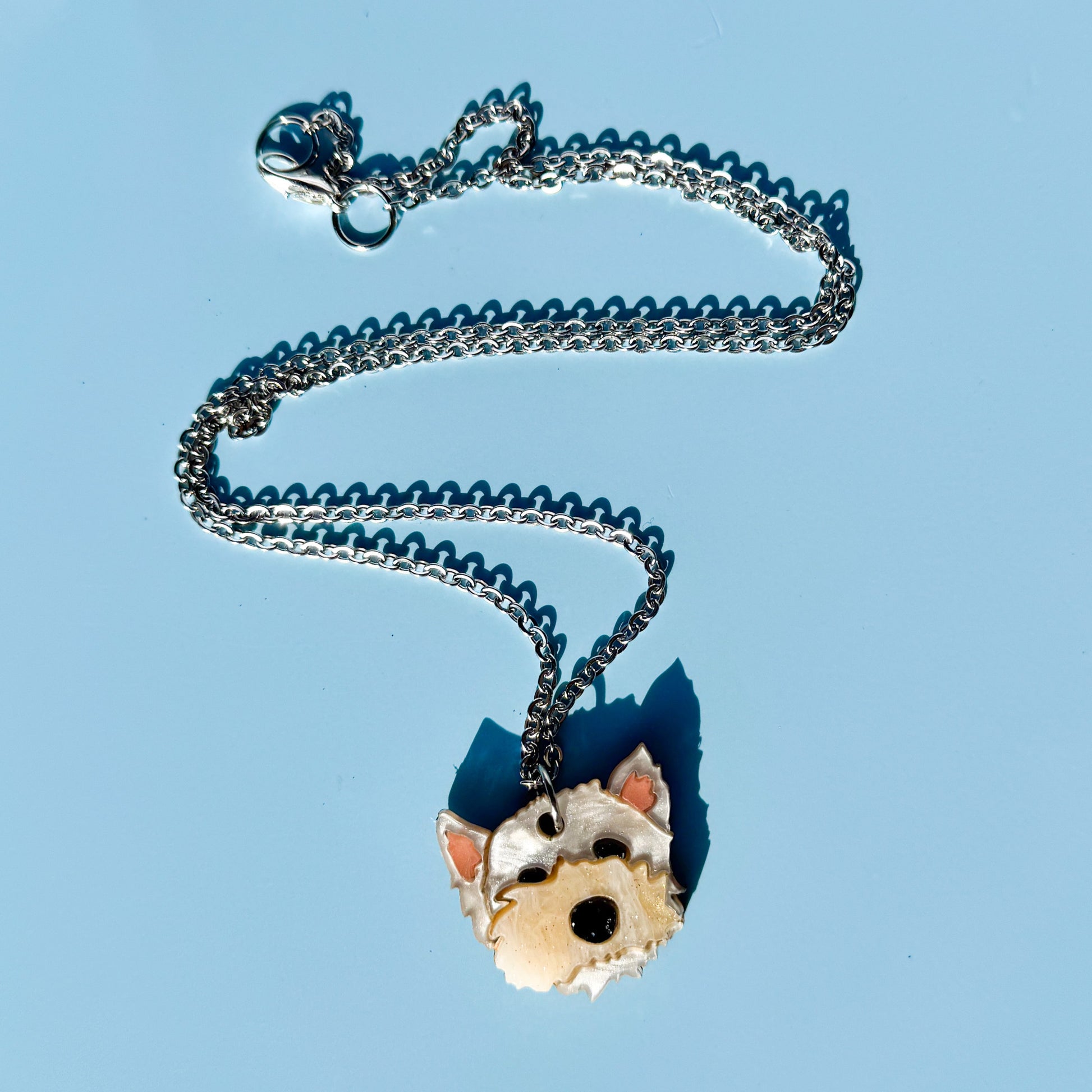 Custom Pet Portrait Necklace with Engraved Name
