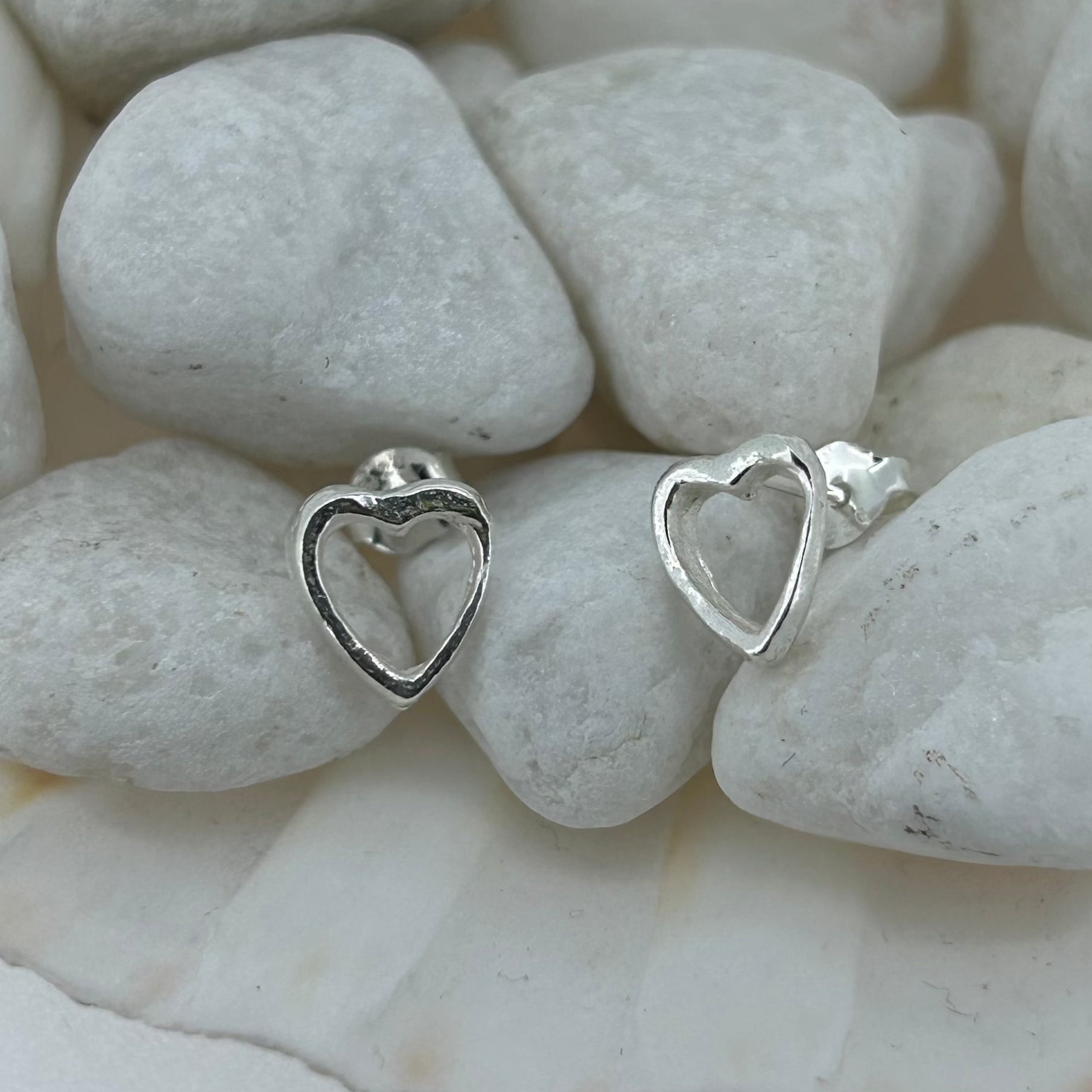 Open Heart Sterling Silver Studs