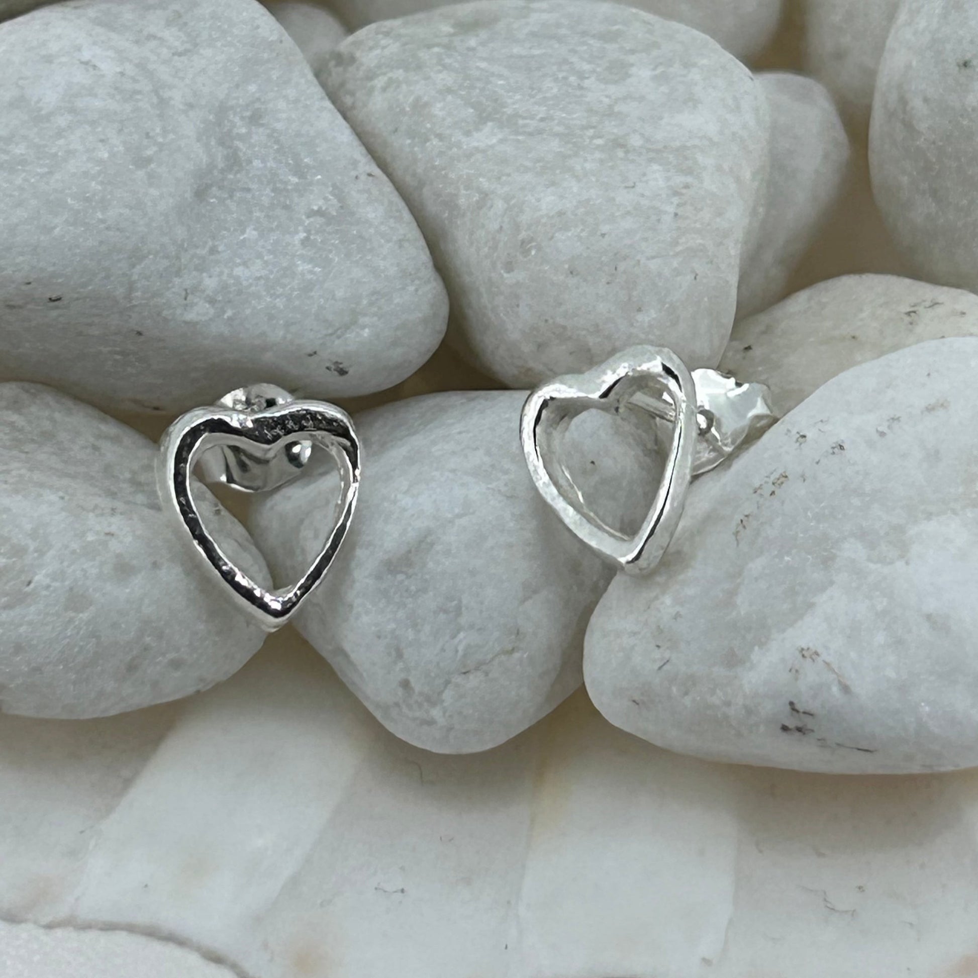 Open Heart Sterling Silver Studs