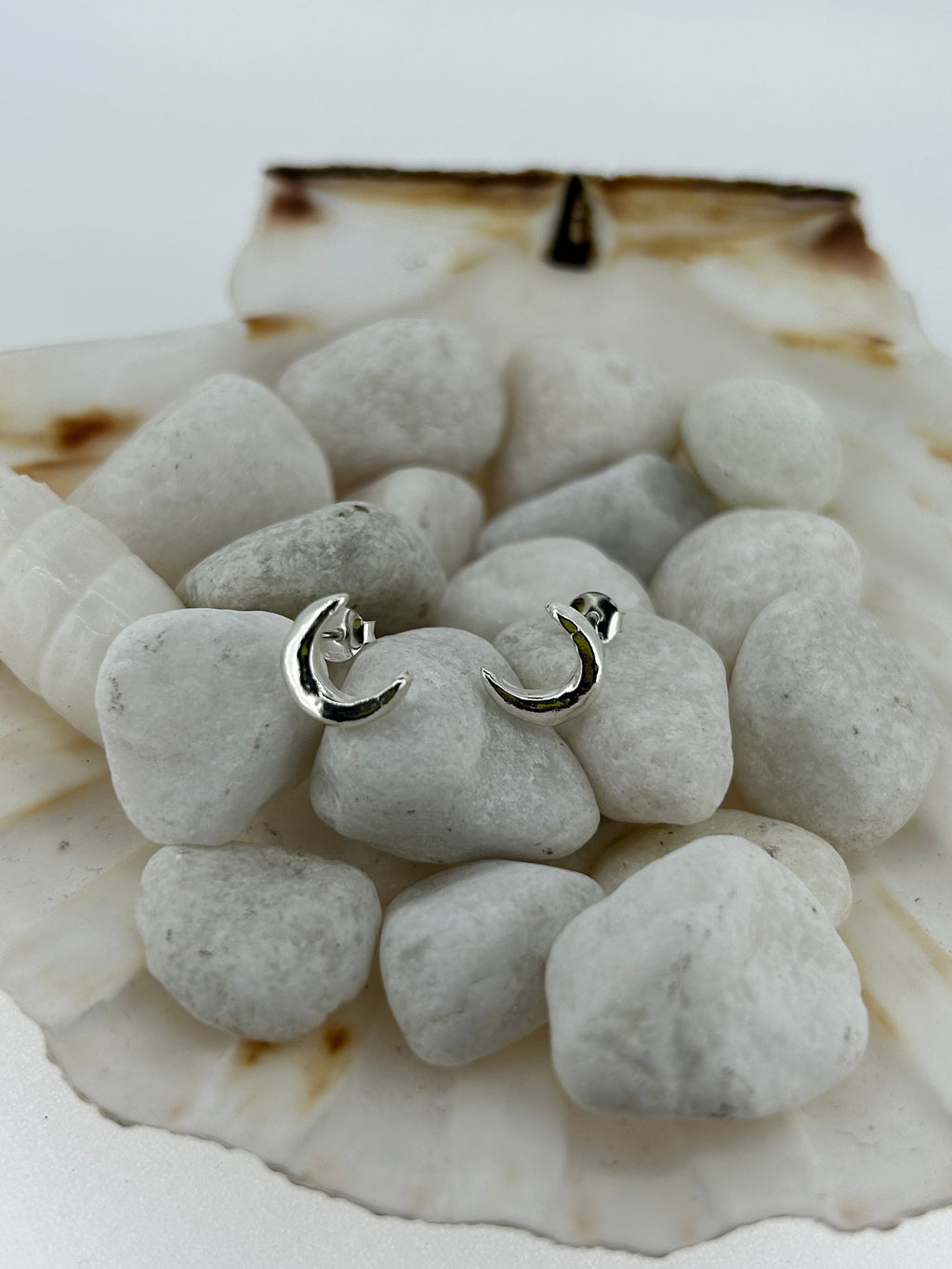 Crescent Moon Sterling Silver Studs