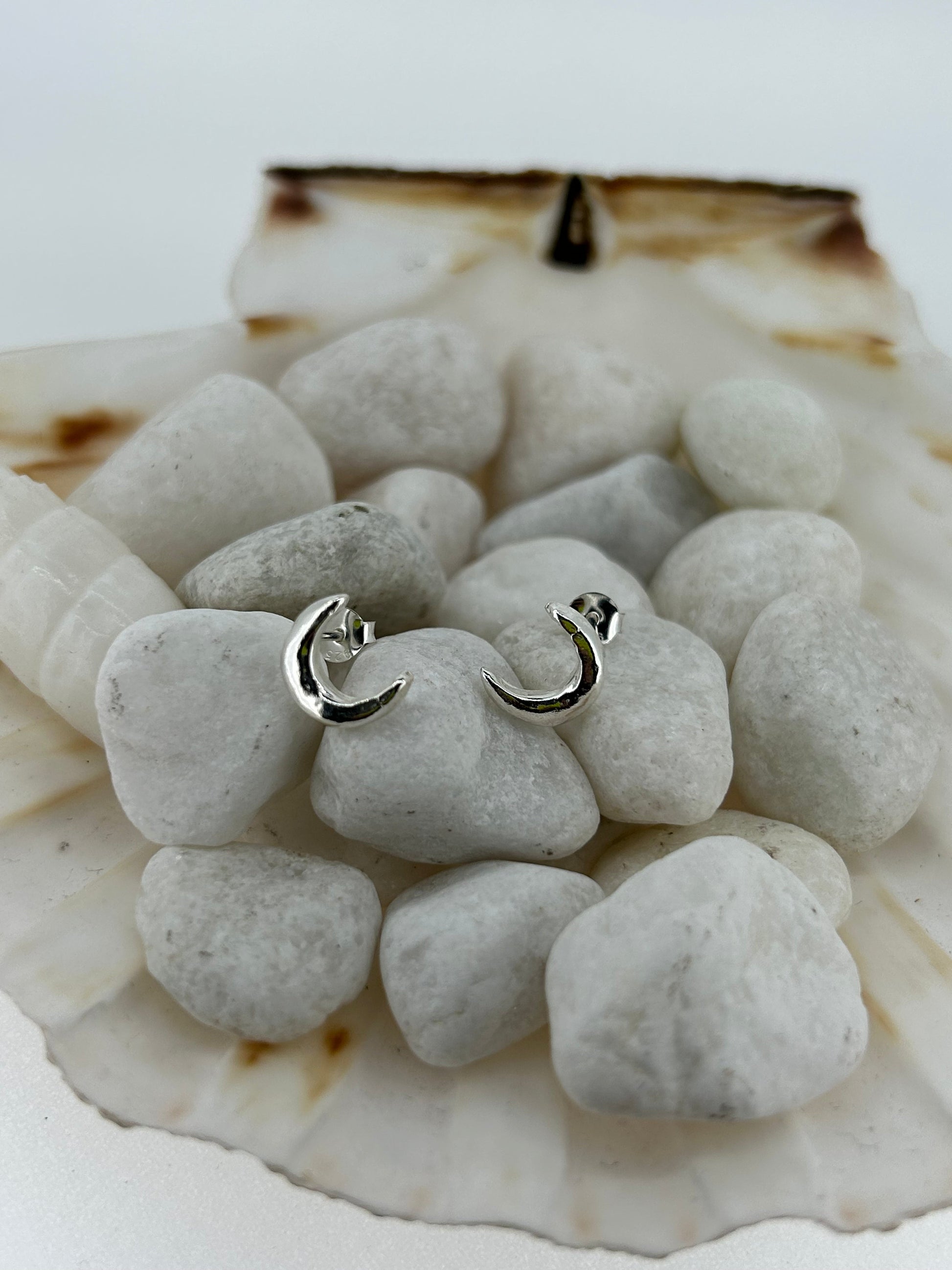 Crescent Moon Sterling Silver Studs