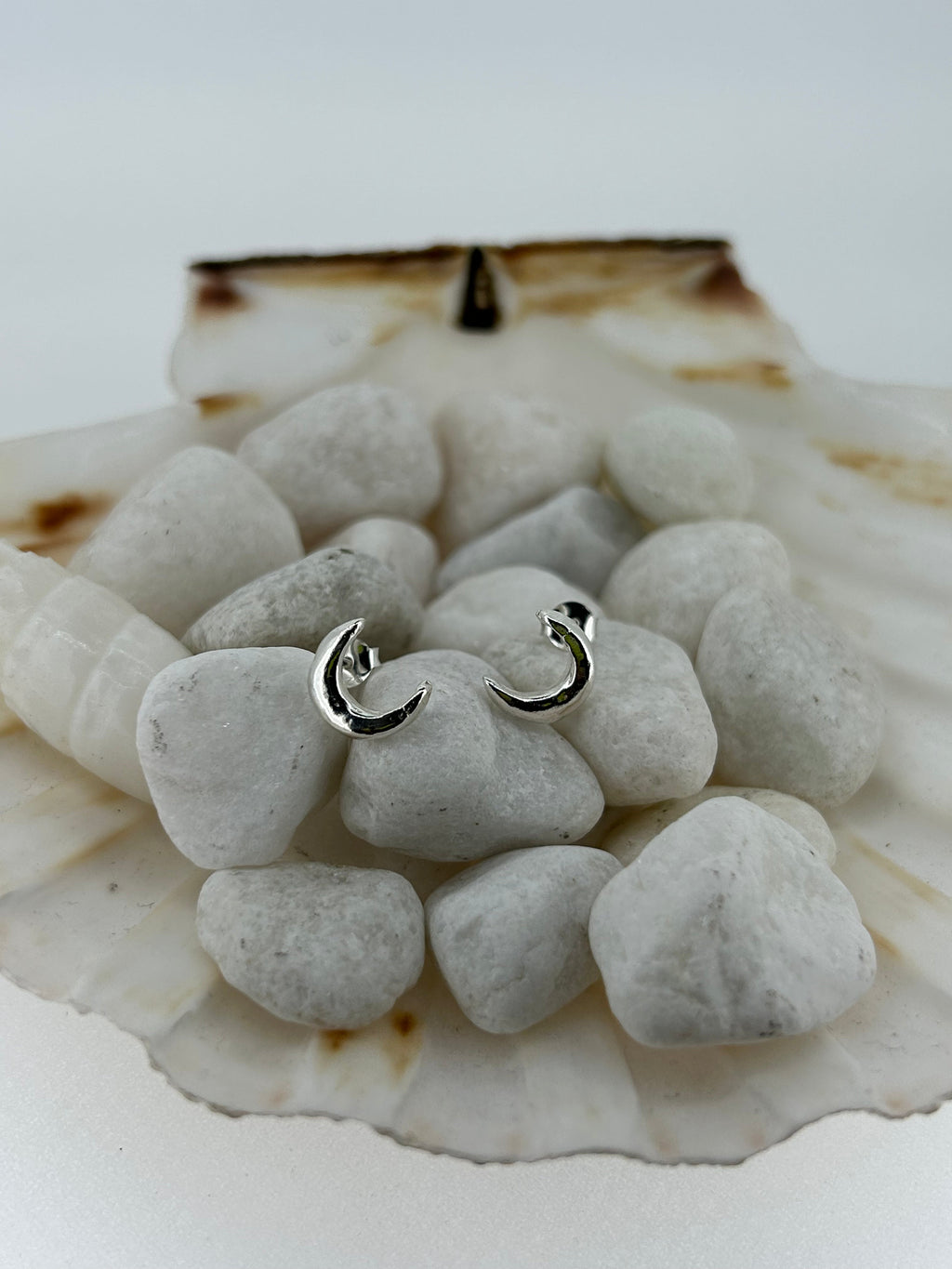 Crescent Moon Sterling Silver Studs