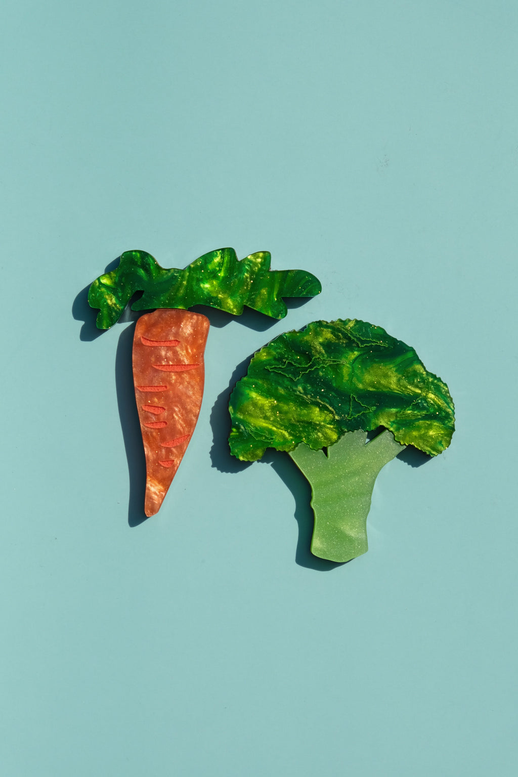 Broccoli and Carrot Veggie Hair Clips Set of 2