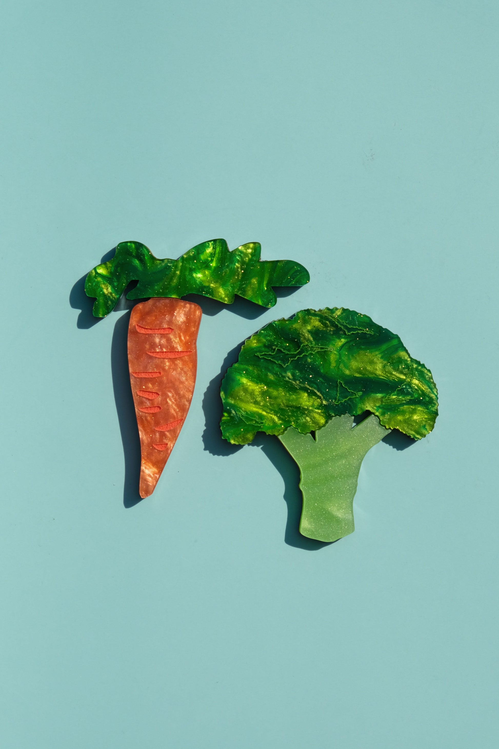 Broccoli and Carrot Veggie Hair Clips Set of 2
