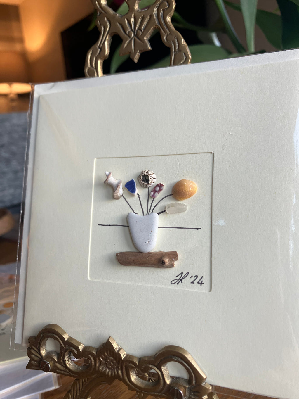 Seaglass Flower Pot Blank Card