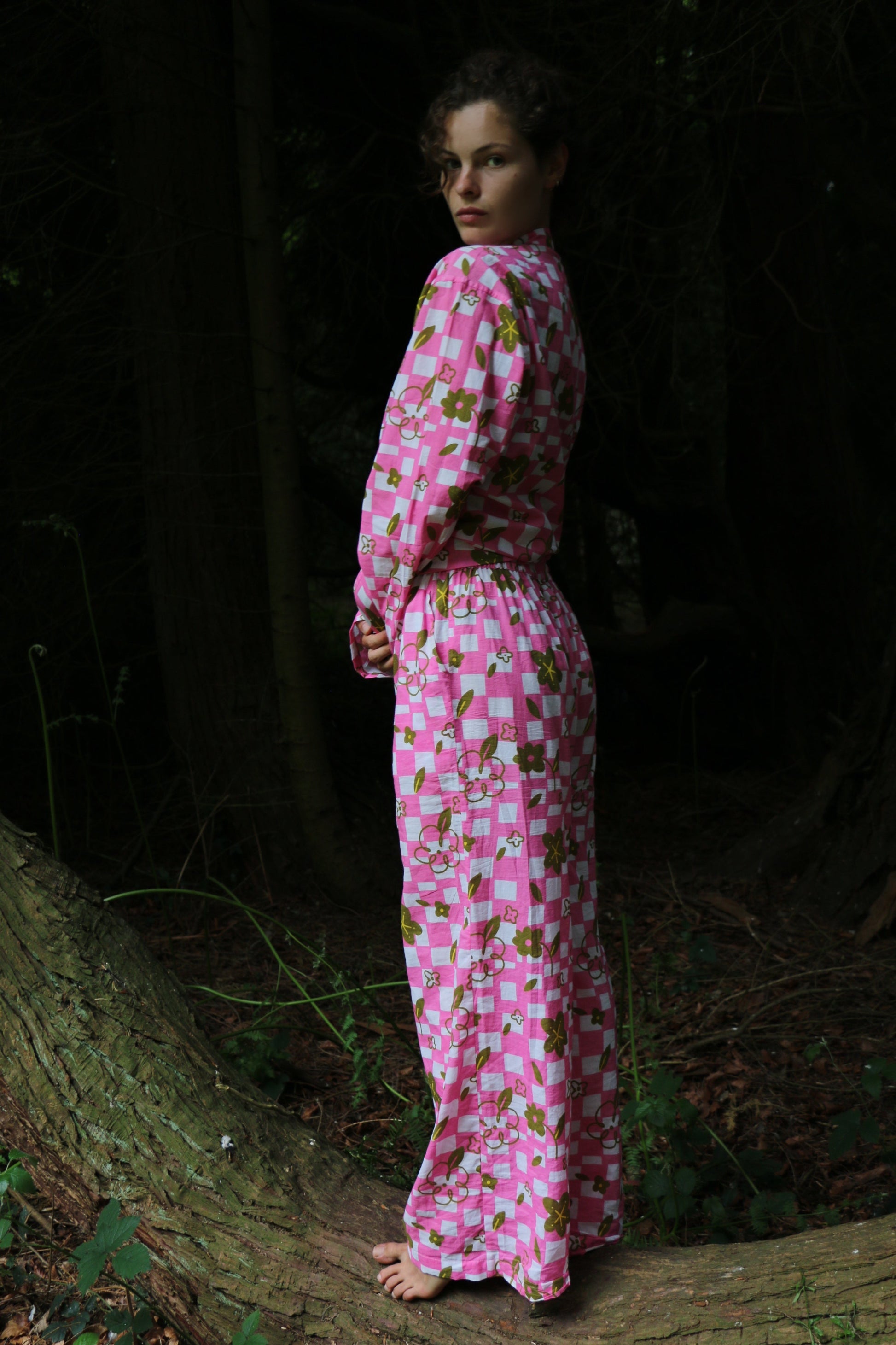 Organic Cotton Pyjamas in Pink with Flared Sleeves