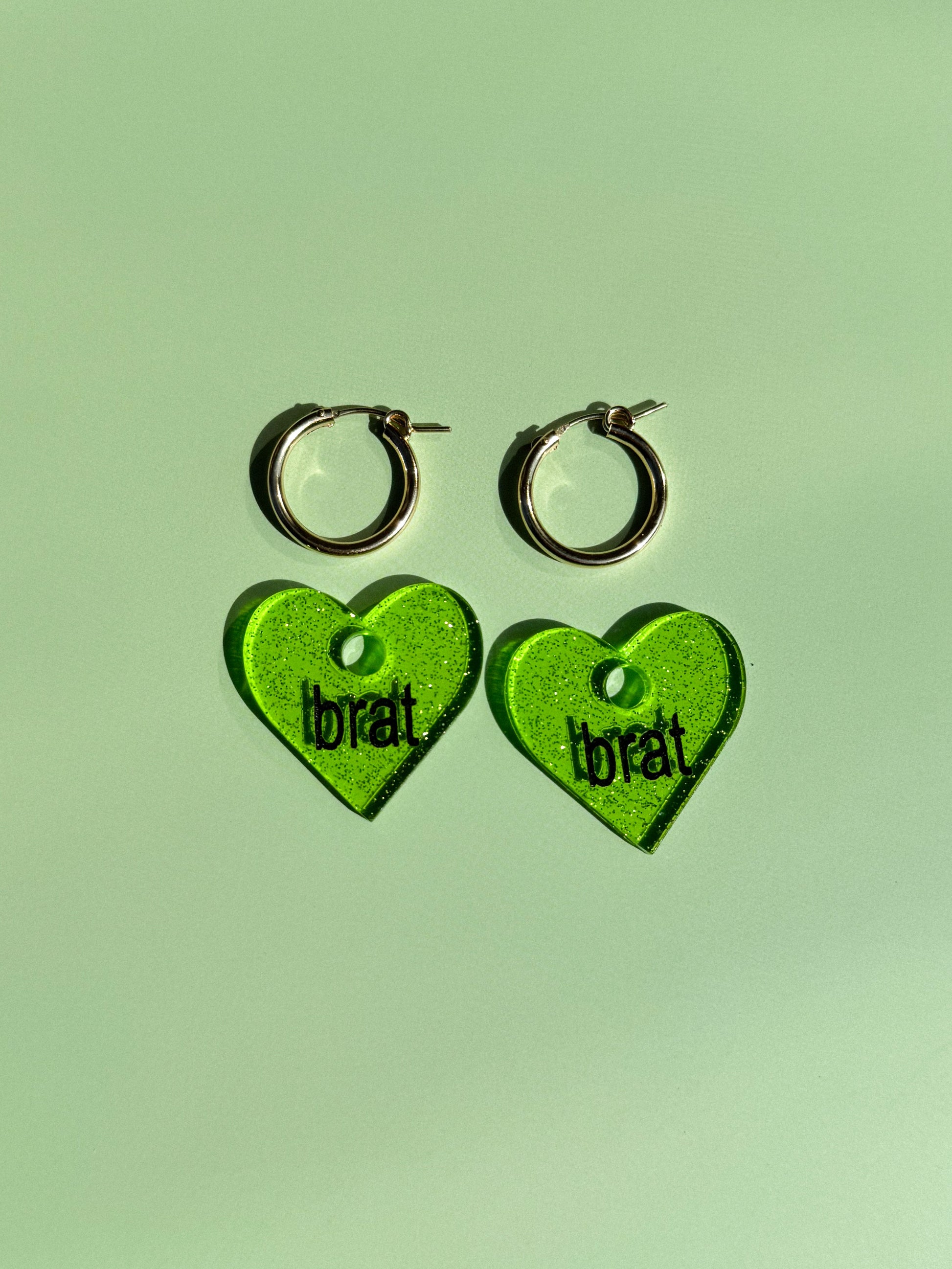 brat Heart Hoop Earrings