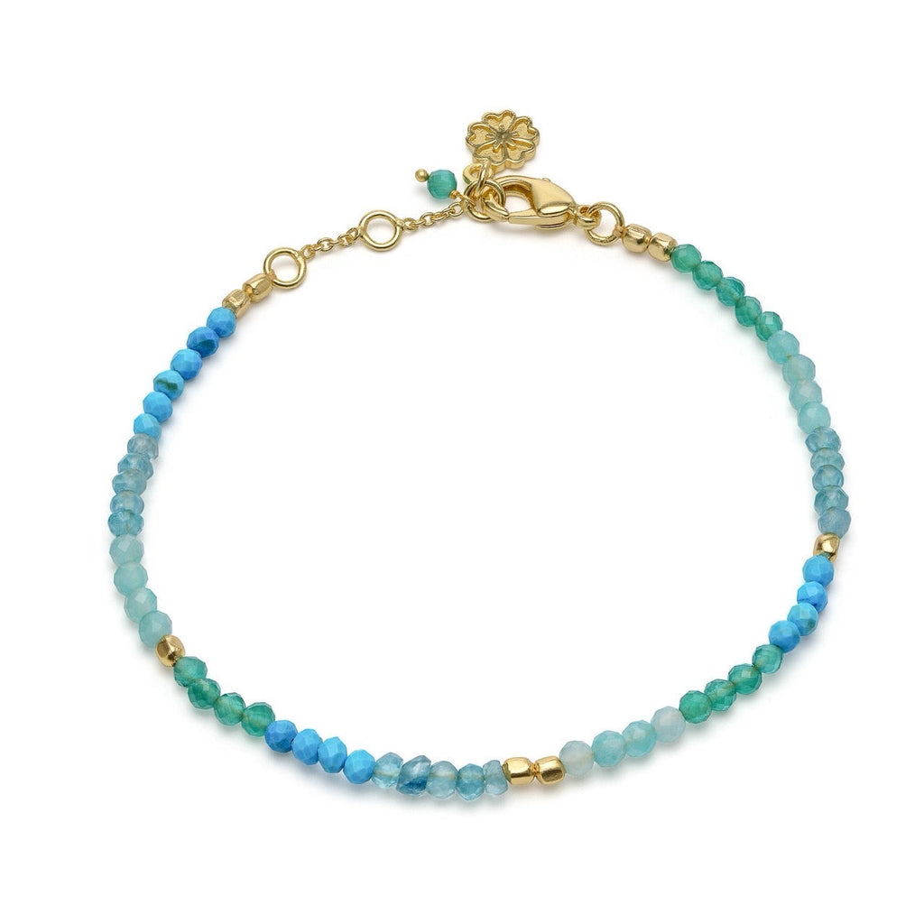 Mixed Gemstone Beaded Bracelet with Amazonite, Copper Turquoise and Green Jade