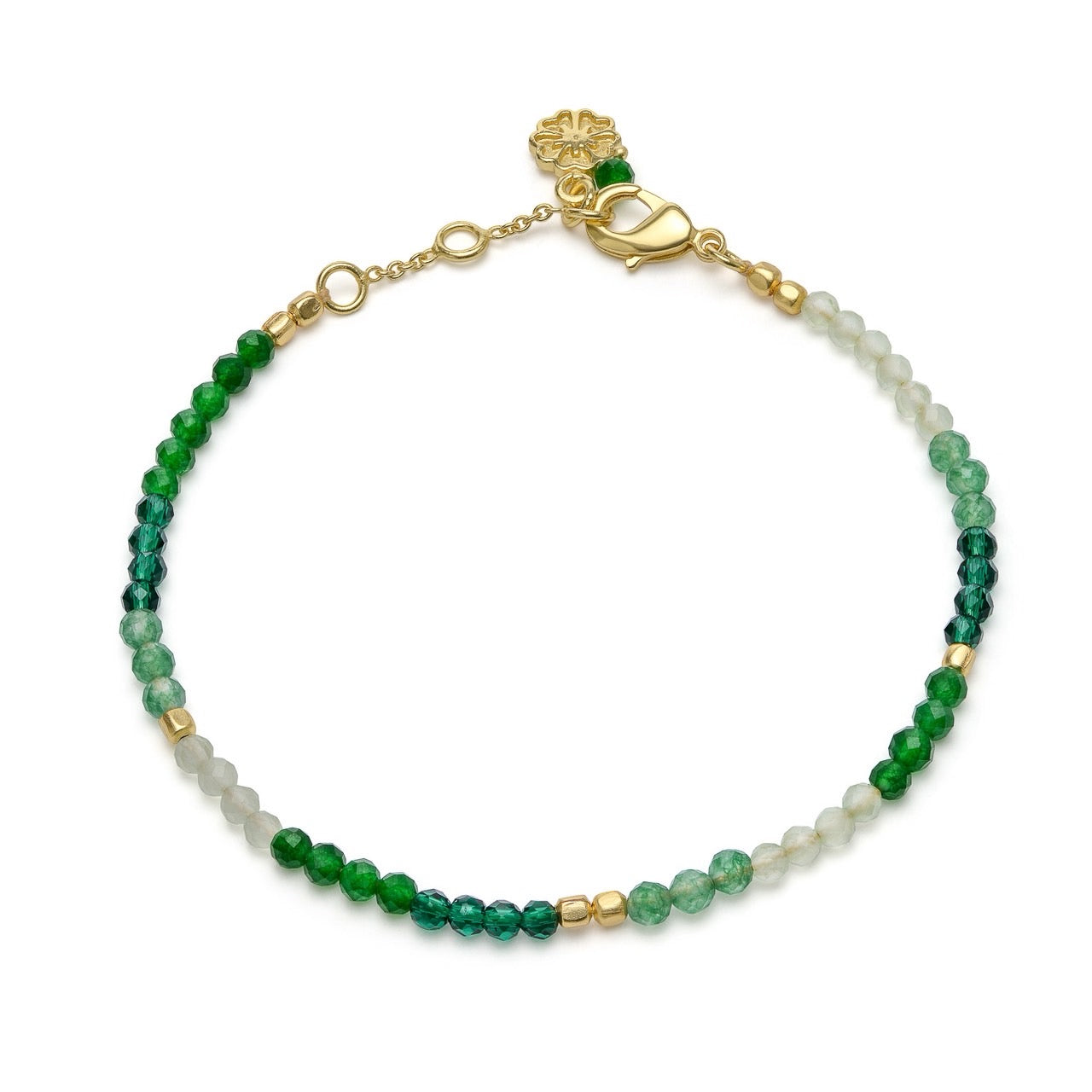 Mixed Gemstone Beaded Bracelet with Prehnite, Moss Agate and Green Aventurine