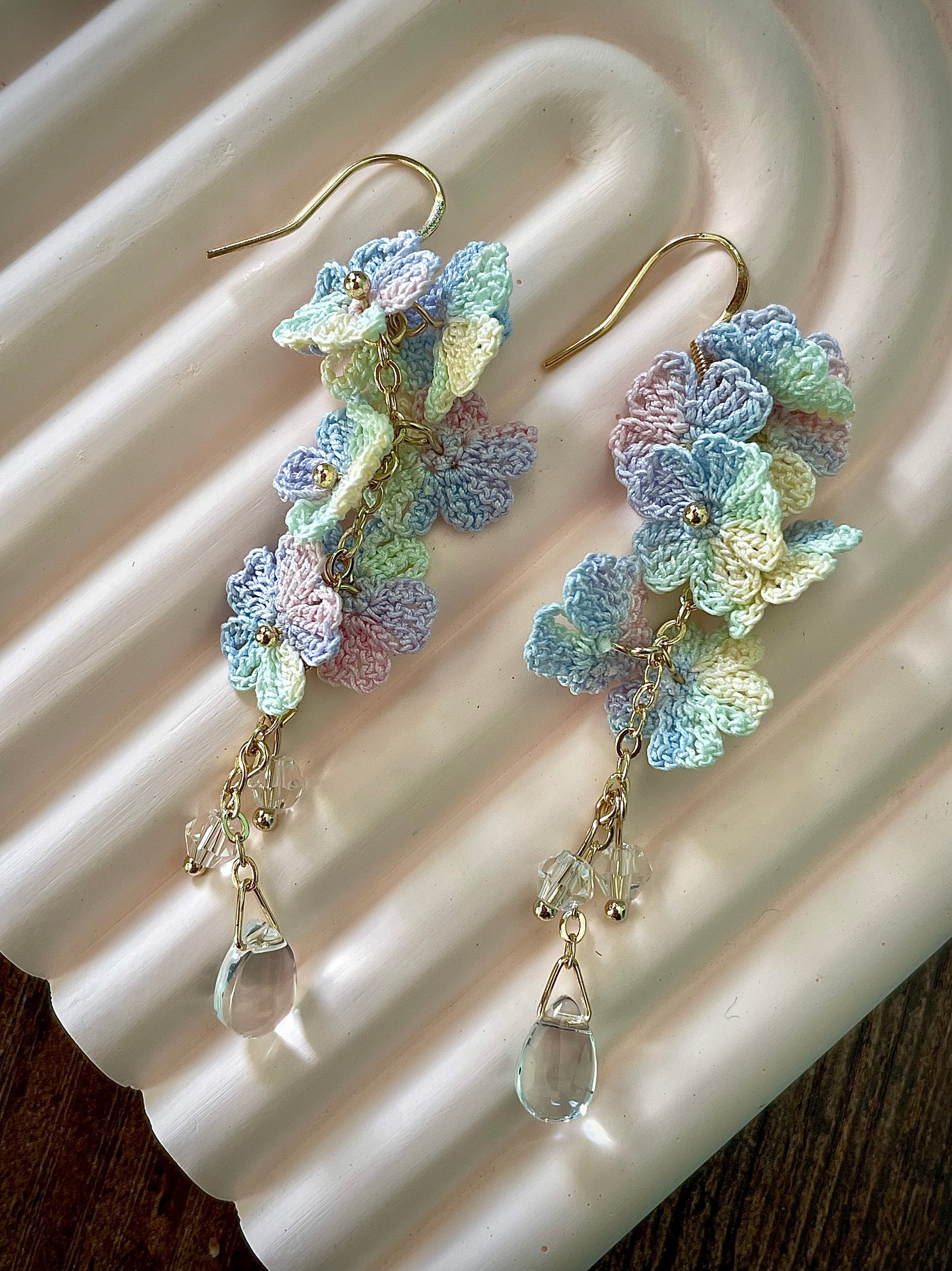 Forget Me Not Micro Crochet Earring Danglers in Gold