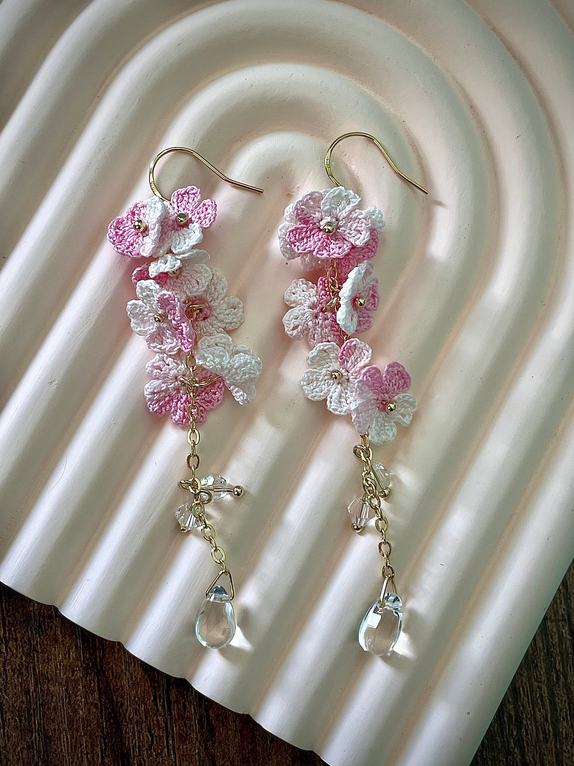 Forget Me Not Micro Crochet Earring Danglers in Gold