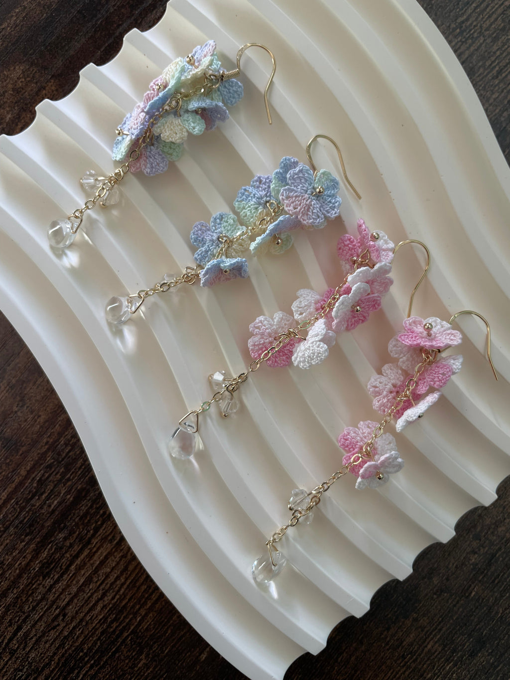 Forget Me Not Micro Crochet Earring Danglers in Gold