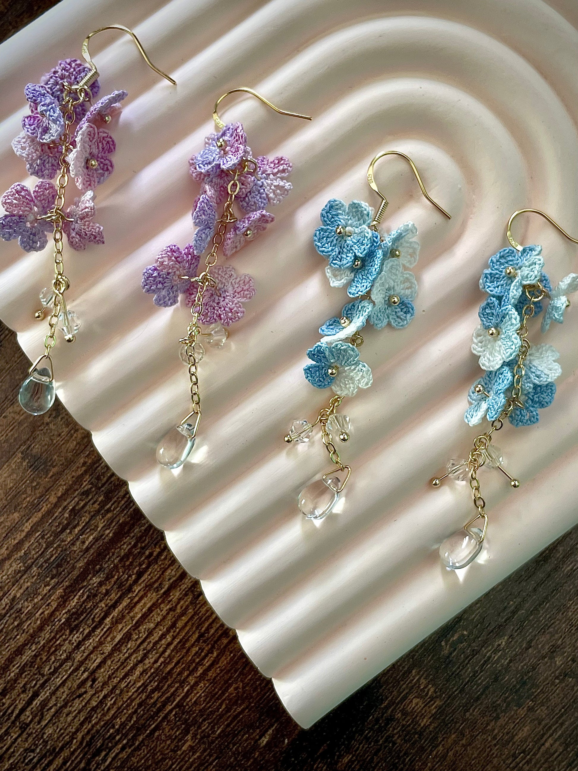 Forget Me Not Micro Crochet Earring Danglers in Gold