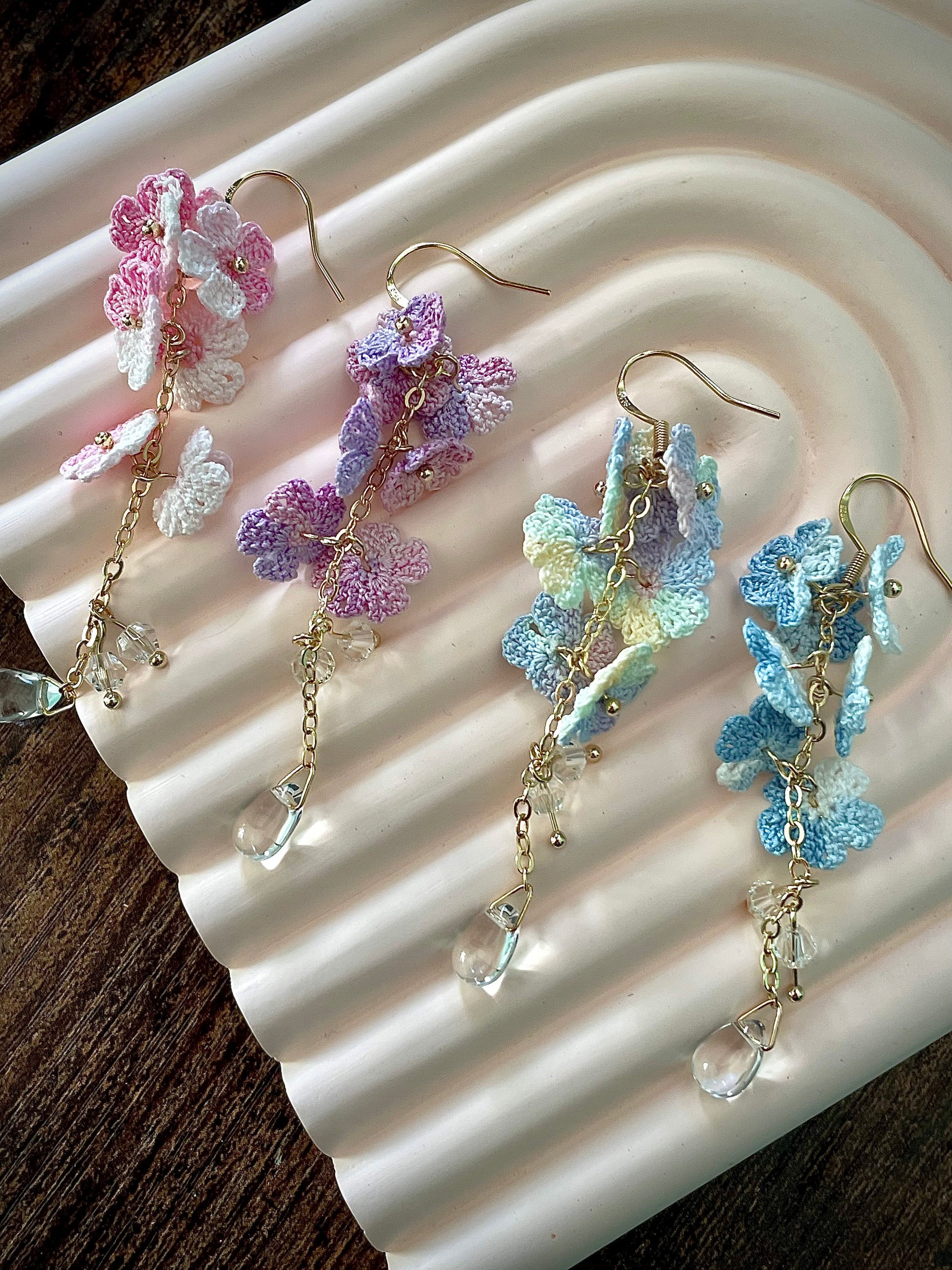 Forget Me Not Micro Crochet Earring Danglers in Gold