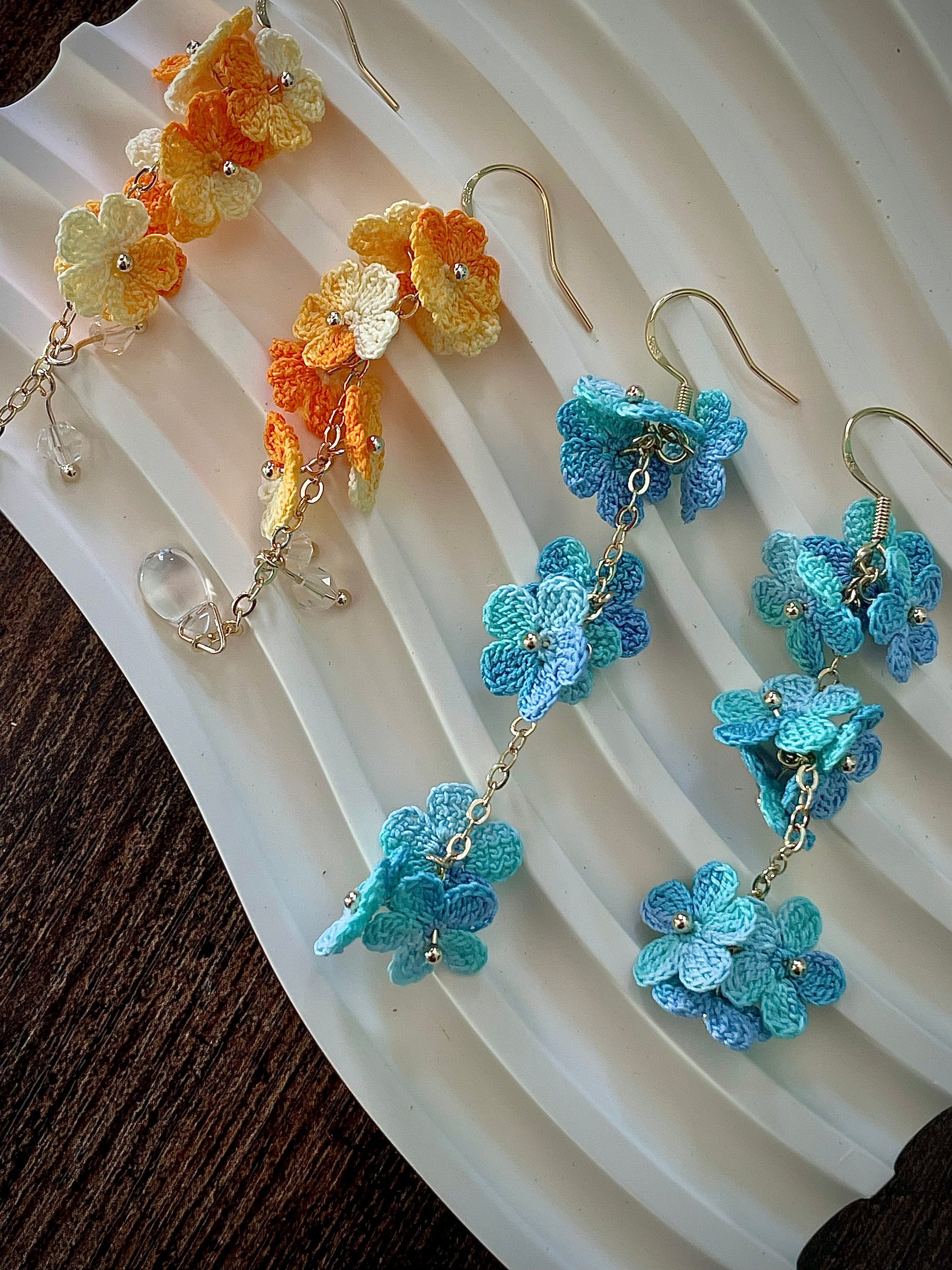 Forget Me Not Micro Crochet Earring Danglers in Gold