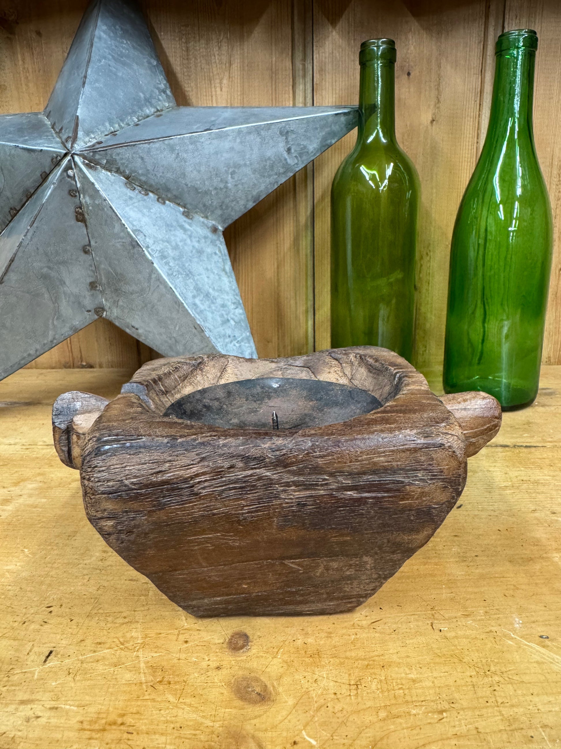 Rustic Wooden Candle Holder Reclaimed Farmhouse Decor