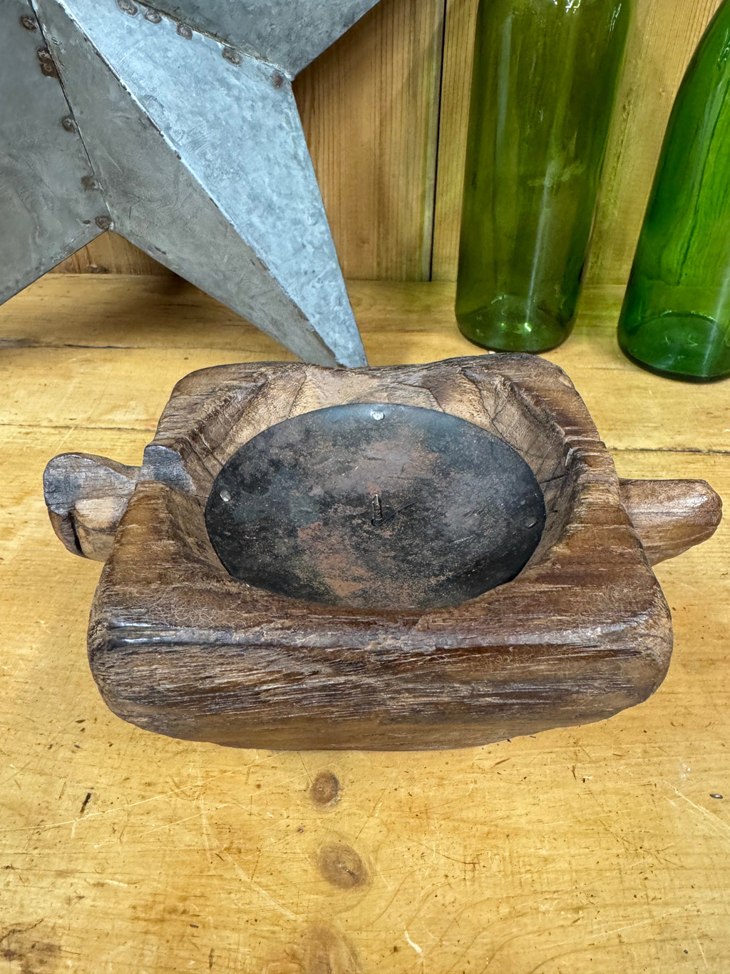 Rustic Wooden Candle Holder Reclaimed Farmhouse Decor